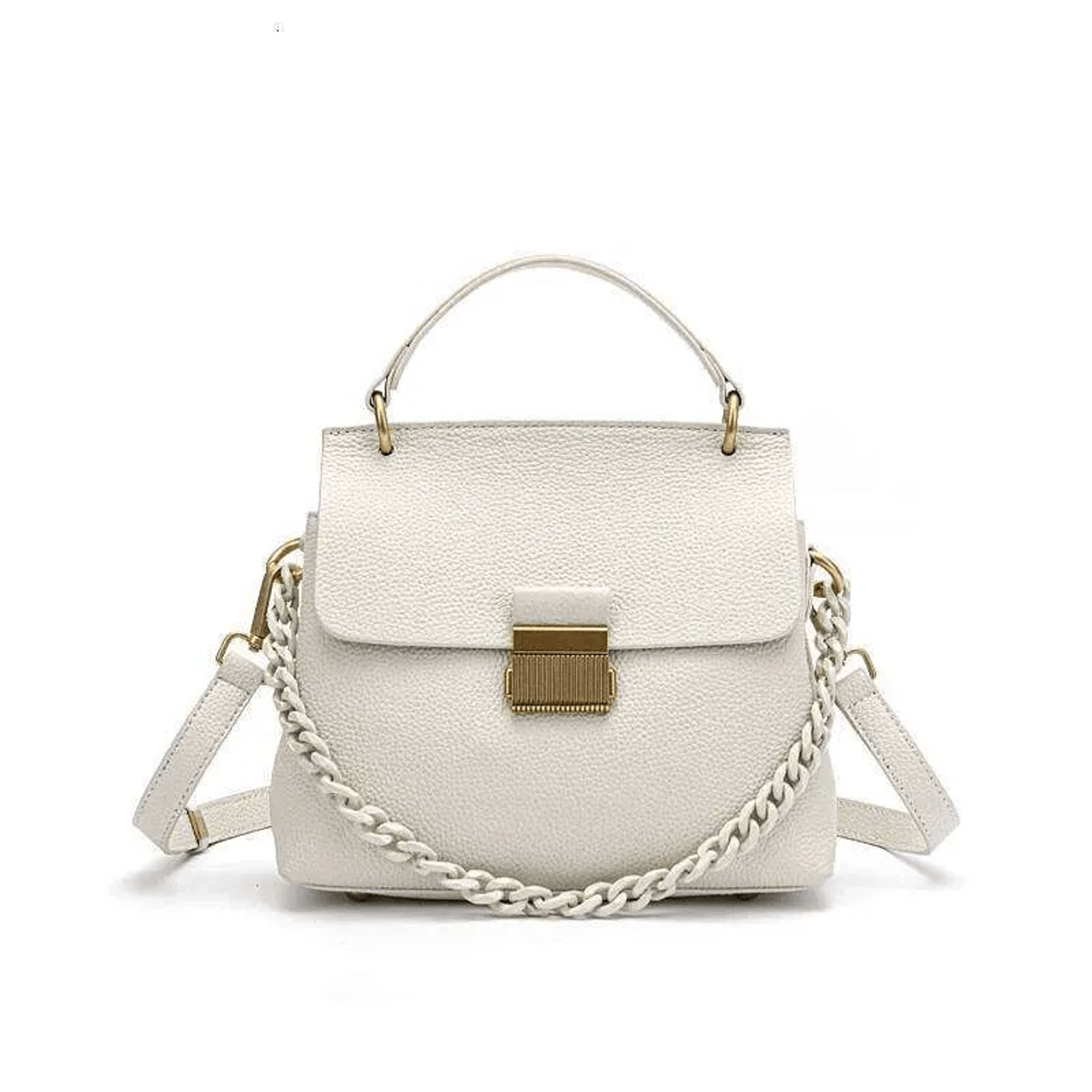 extra large genuine cowhide leather tote bag with plaid design and chain strap