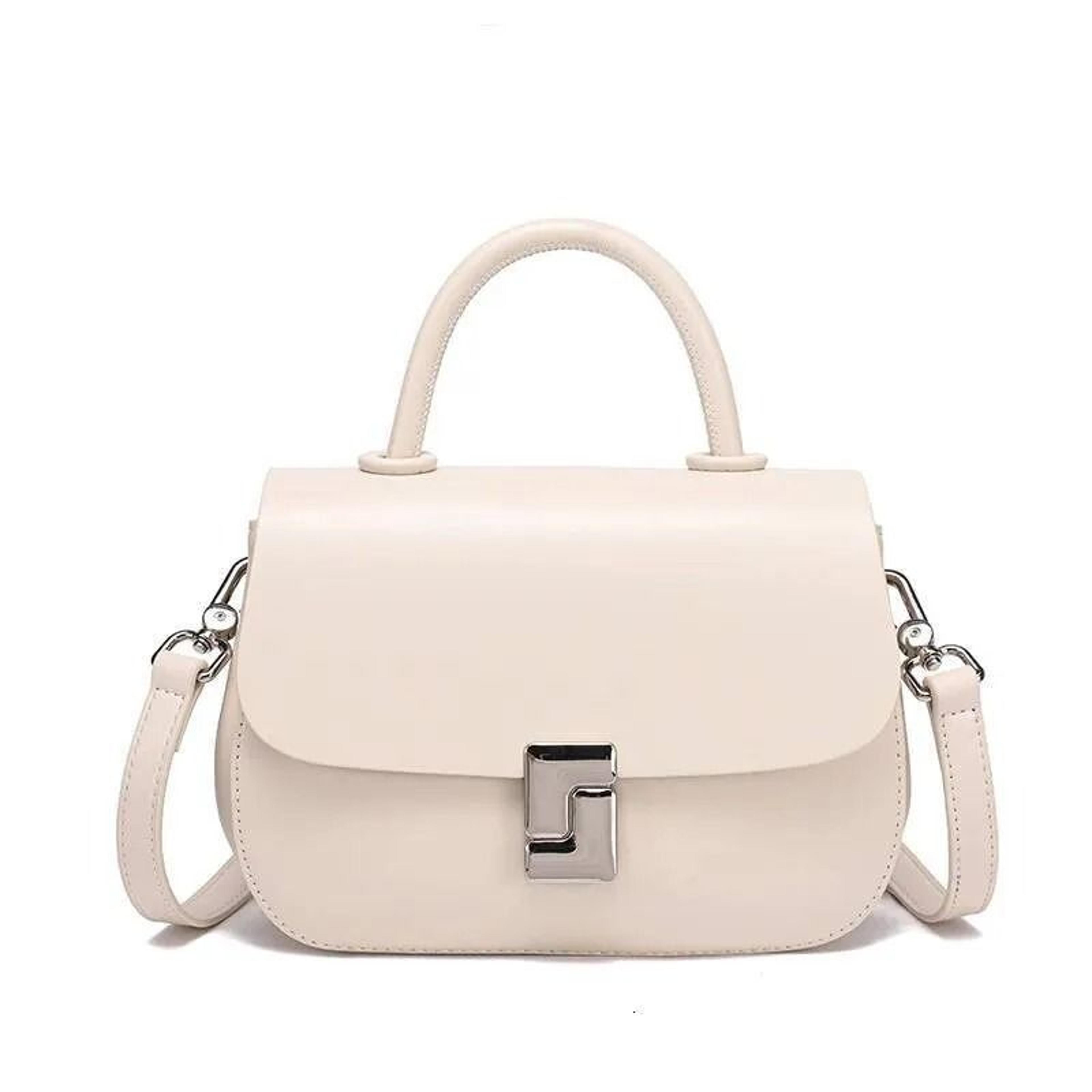 genuine leather square crossbody handbag with adjustable shoulder strap