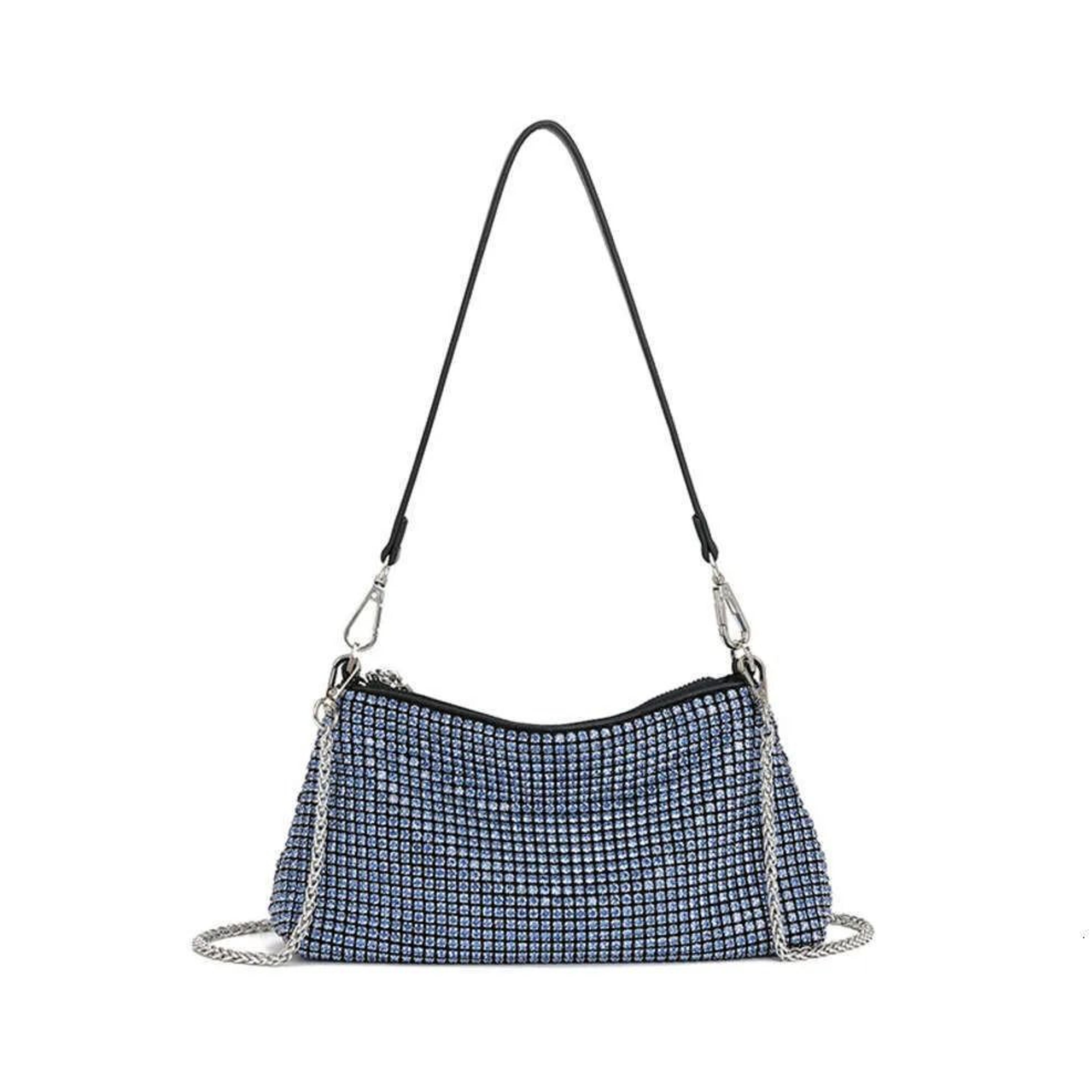 women rhinestone shoulder bag with crossbody strap
