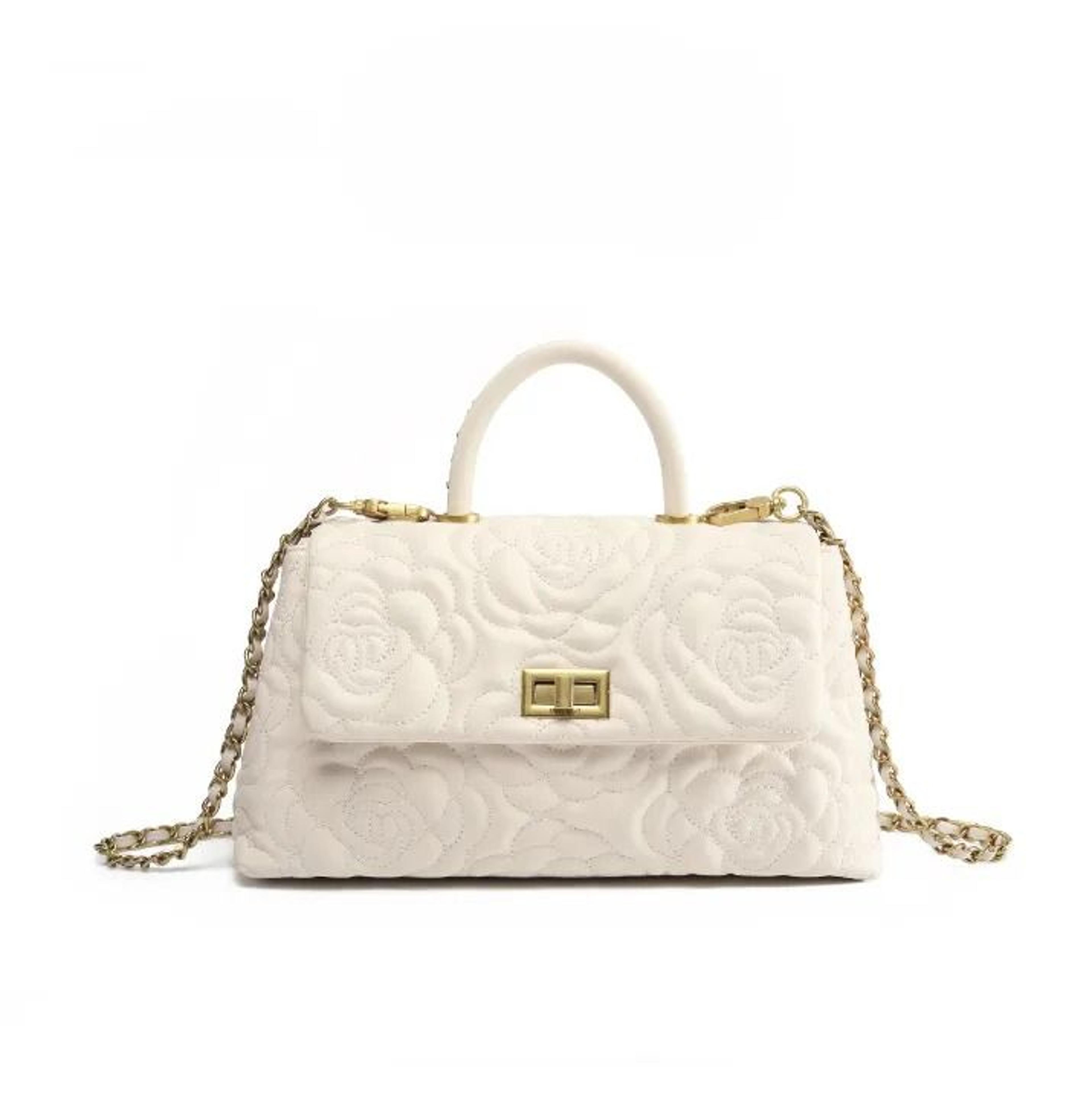 women camellia embroidered crossbody bag with single shoulder design