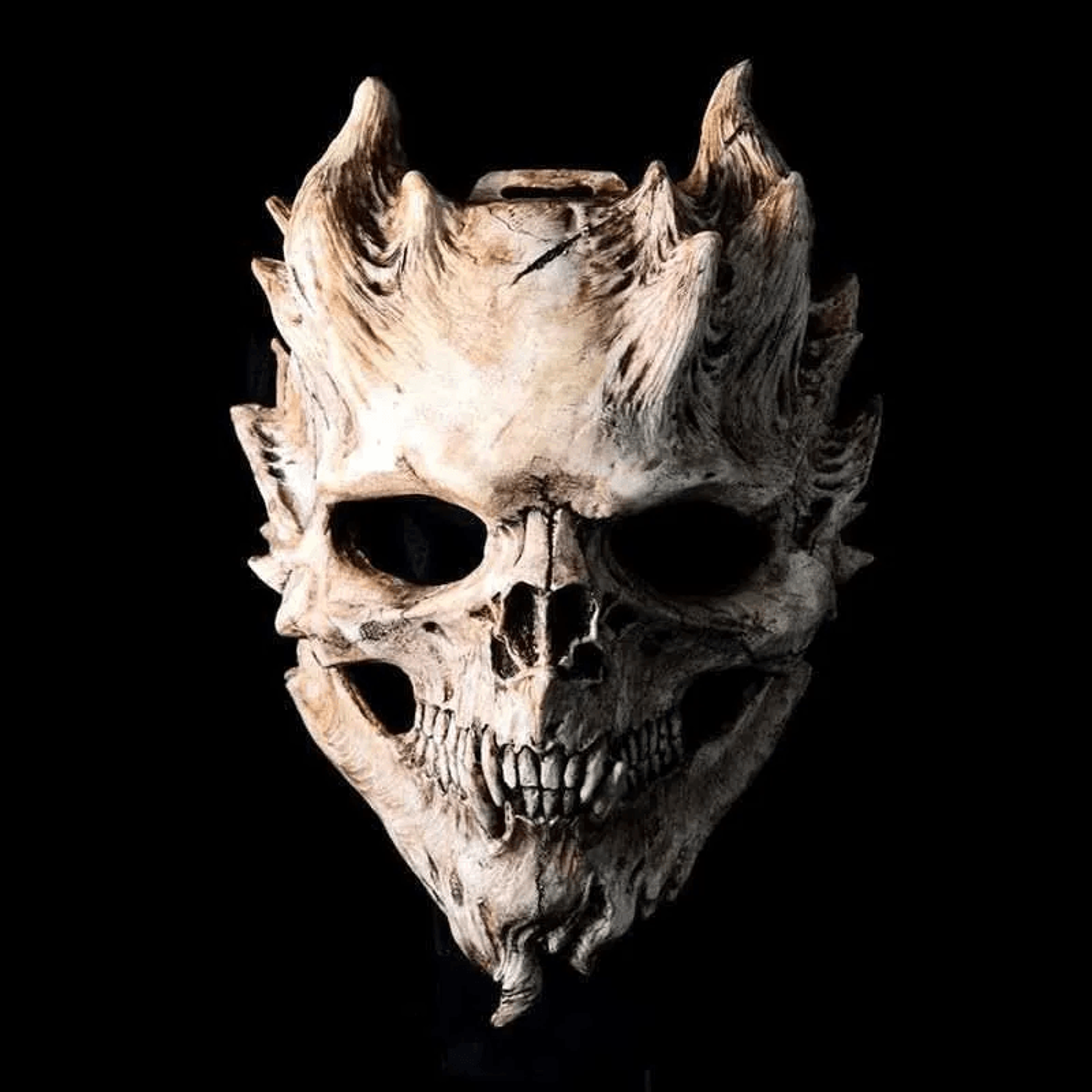 full head demon skull halloween mask with knife prop for adult cosplay