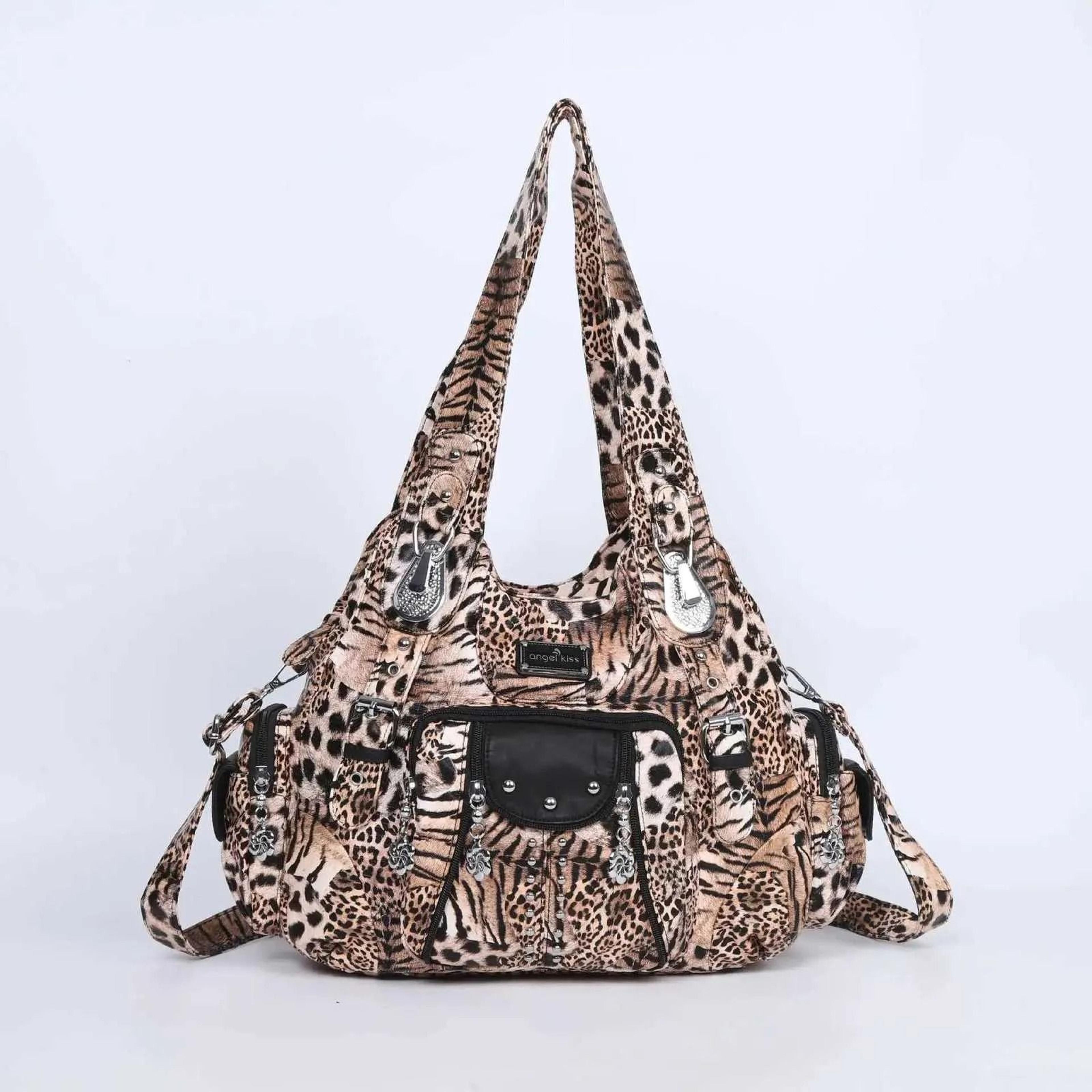 women large pu leather shoulder handbag with adjustable strap and zipper closure