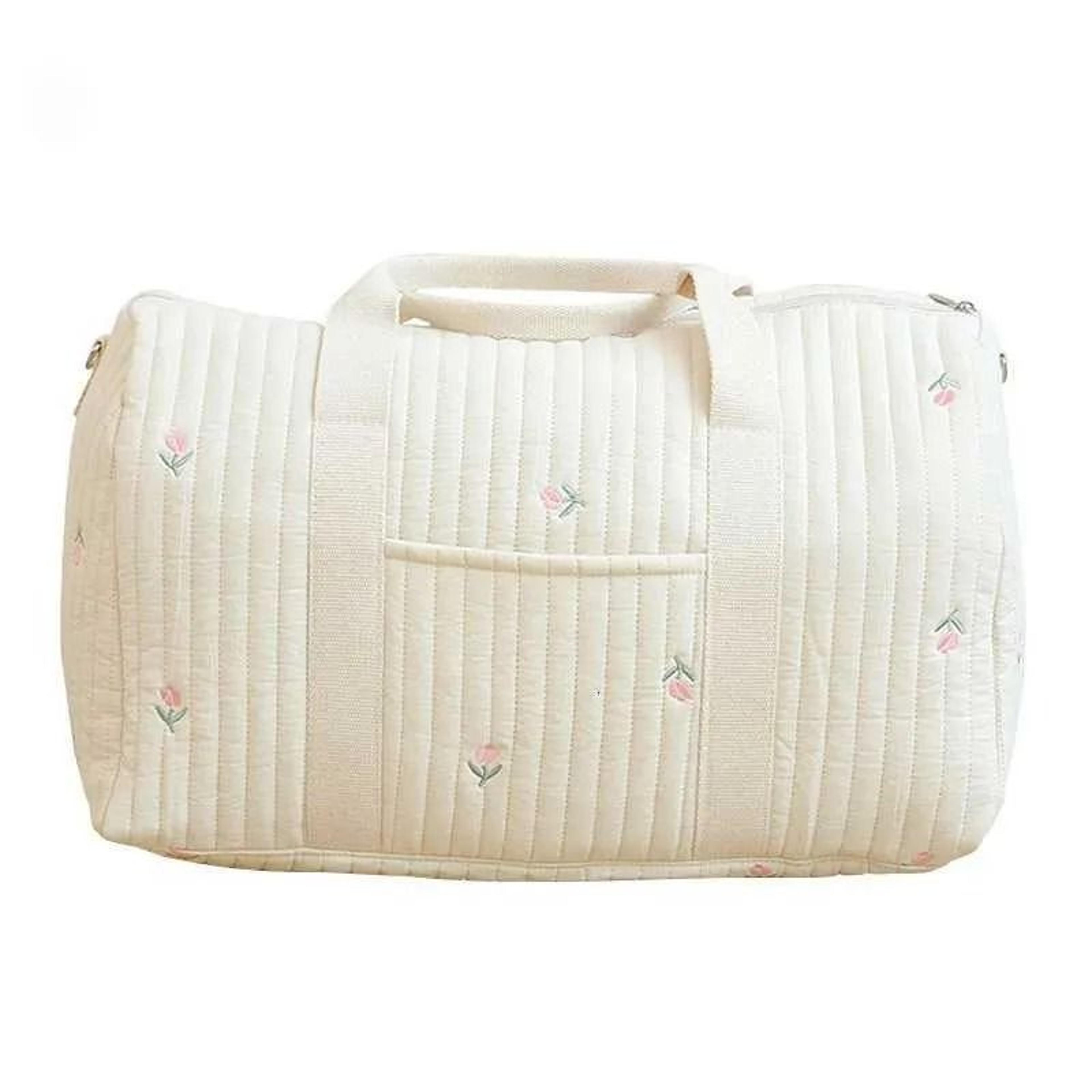 large maternity diaper bag with multiple compartments and portable messenger design