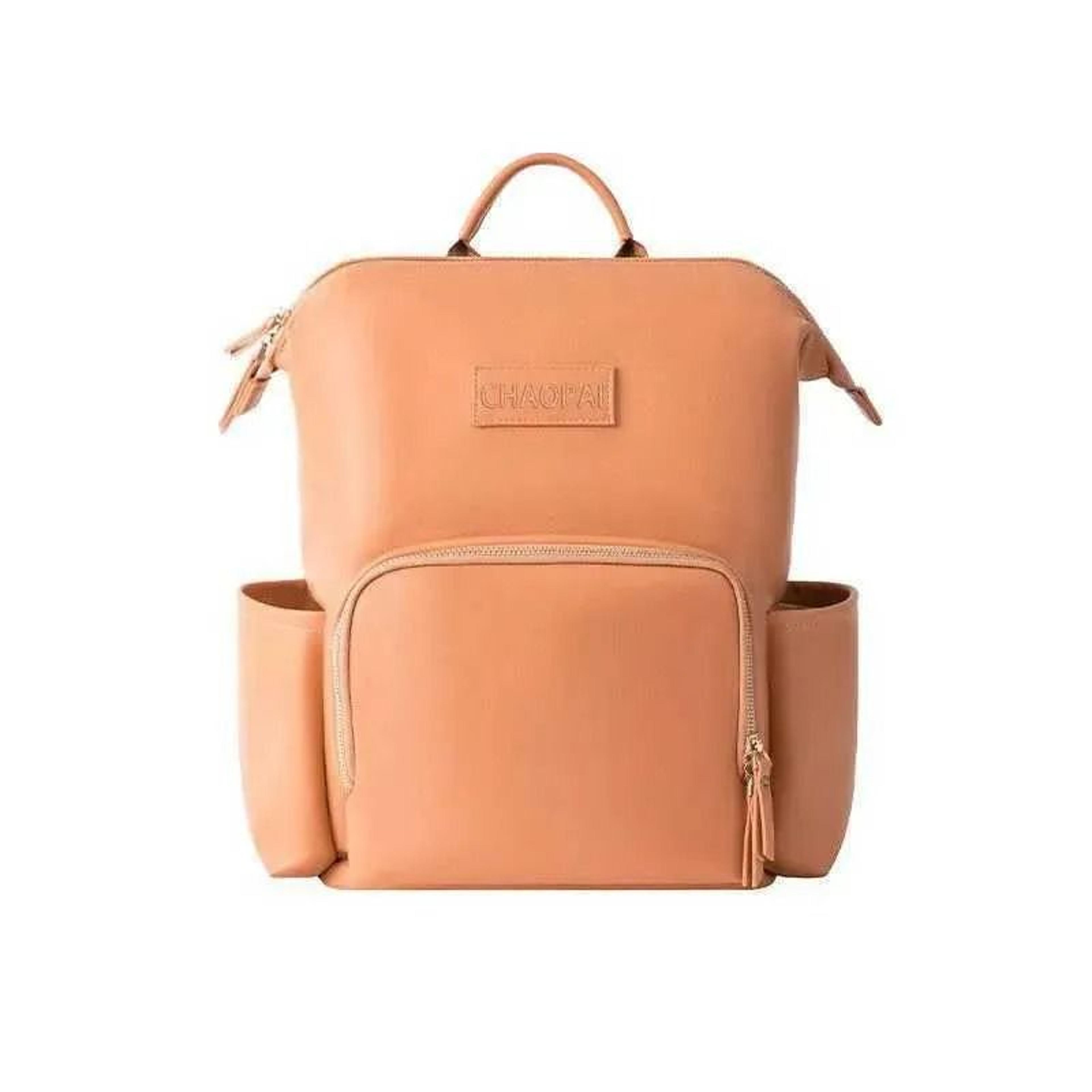 large capacity waterproof leather diaper bag backpack with insulated bottle compartment