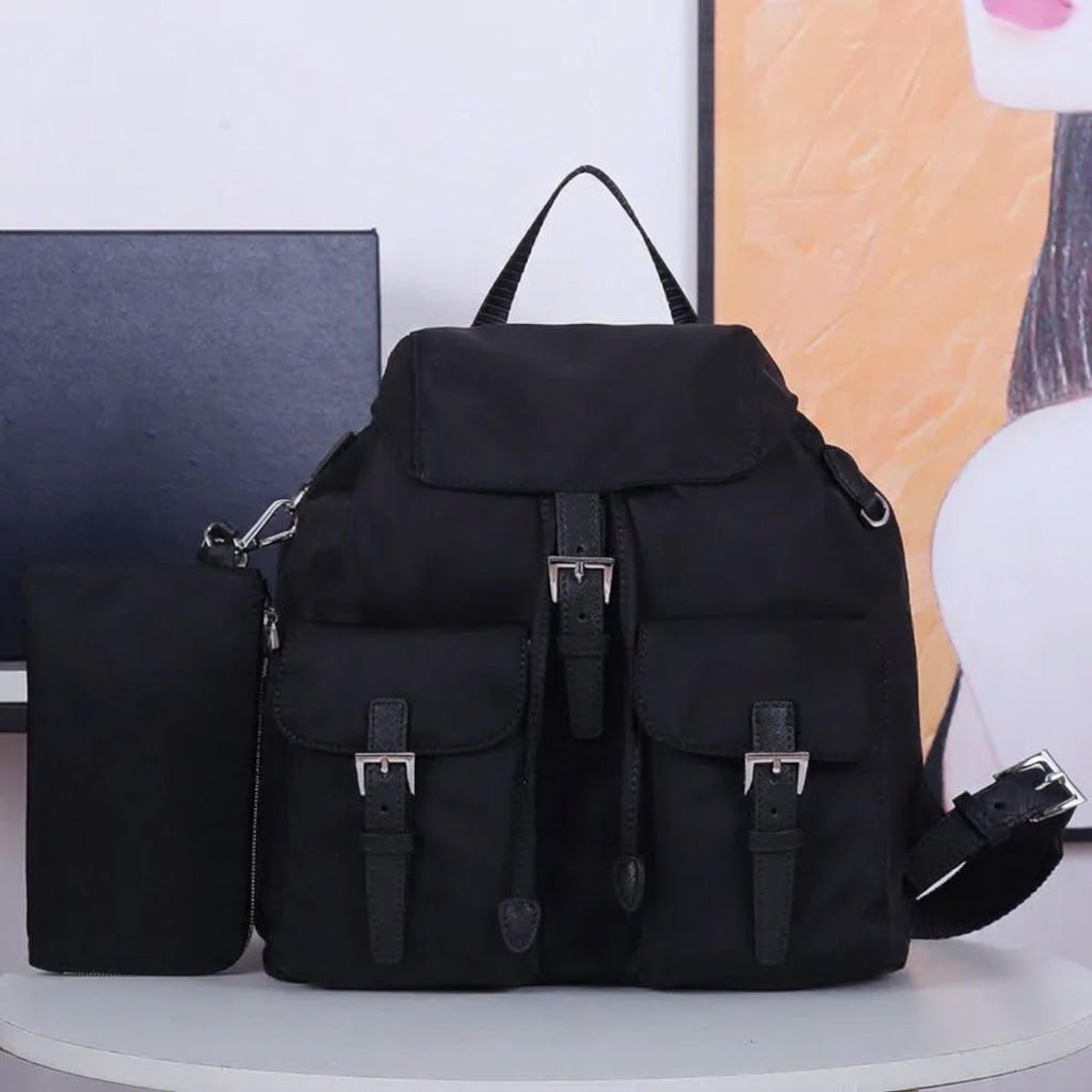 nylon backpack with zipper closure and interior compartments