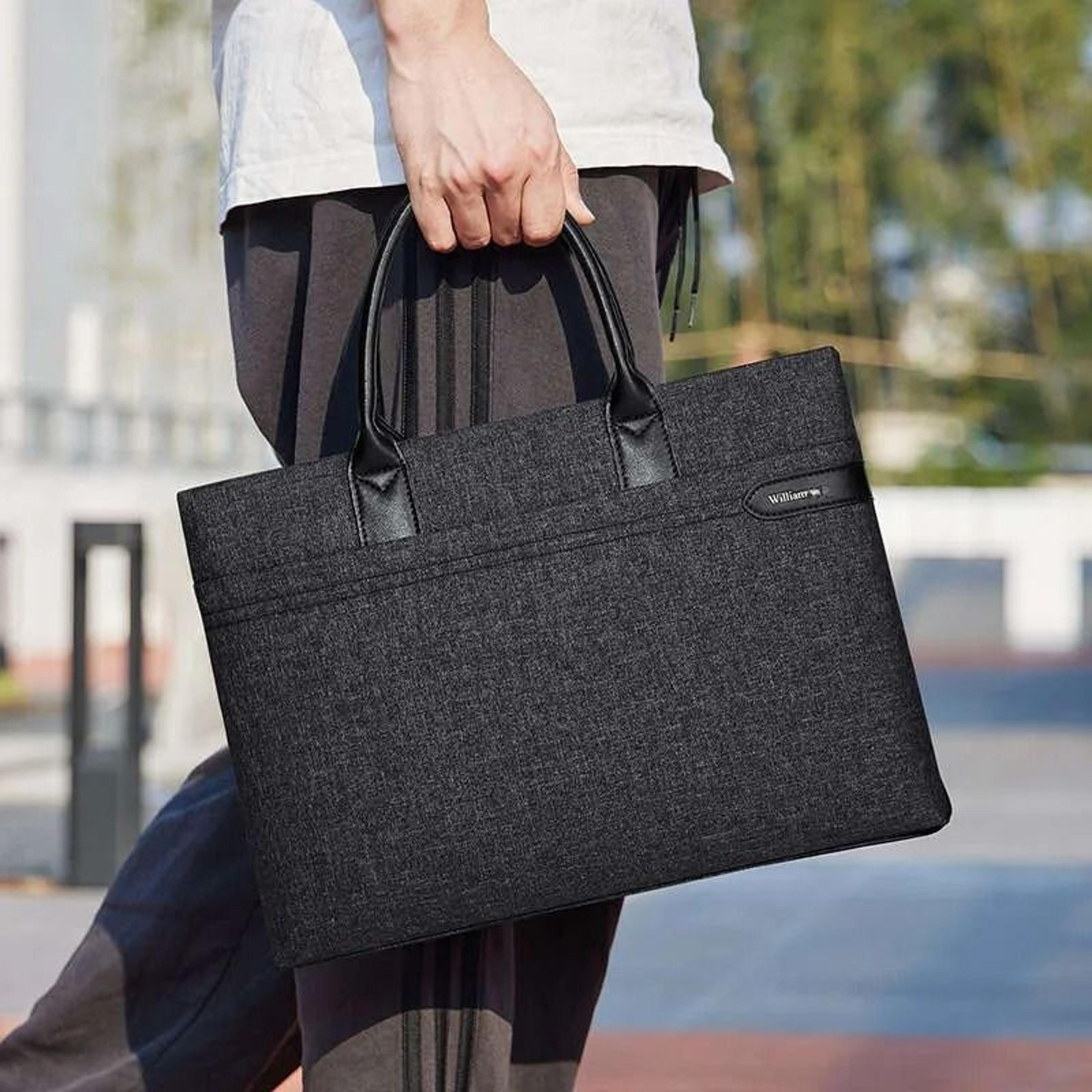 men mini canvas briefcase bag with single handle and storage pockets