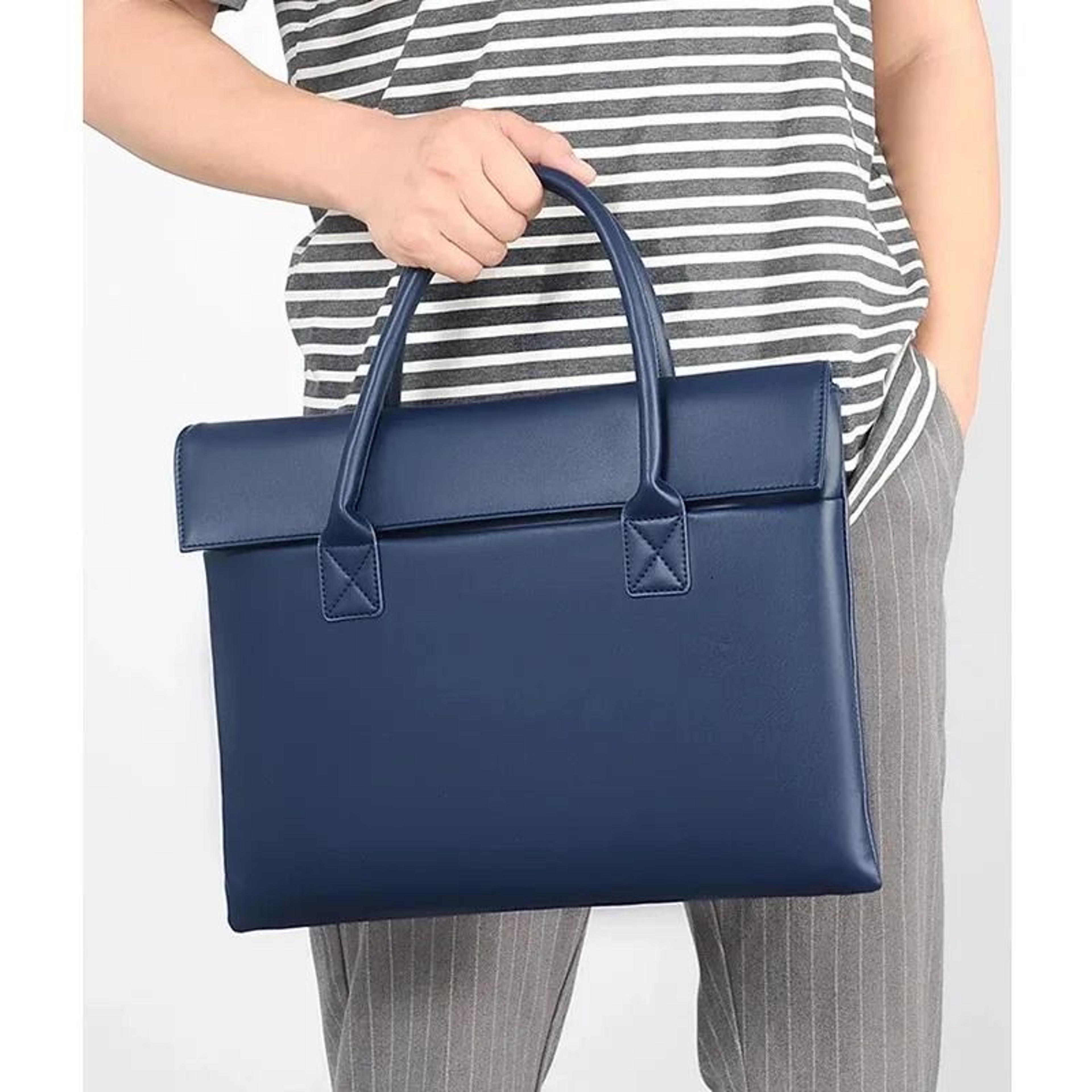 pu leather laptop briefcase for men and women with padded laptop compartment