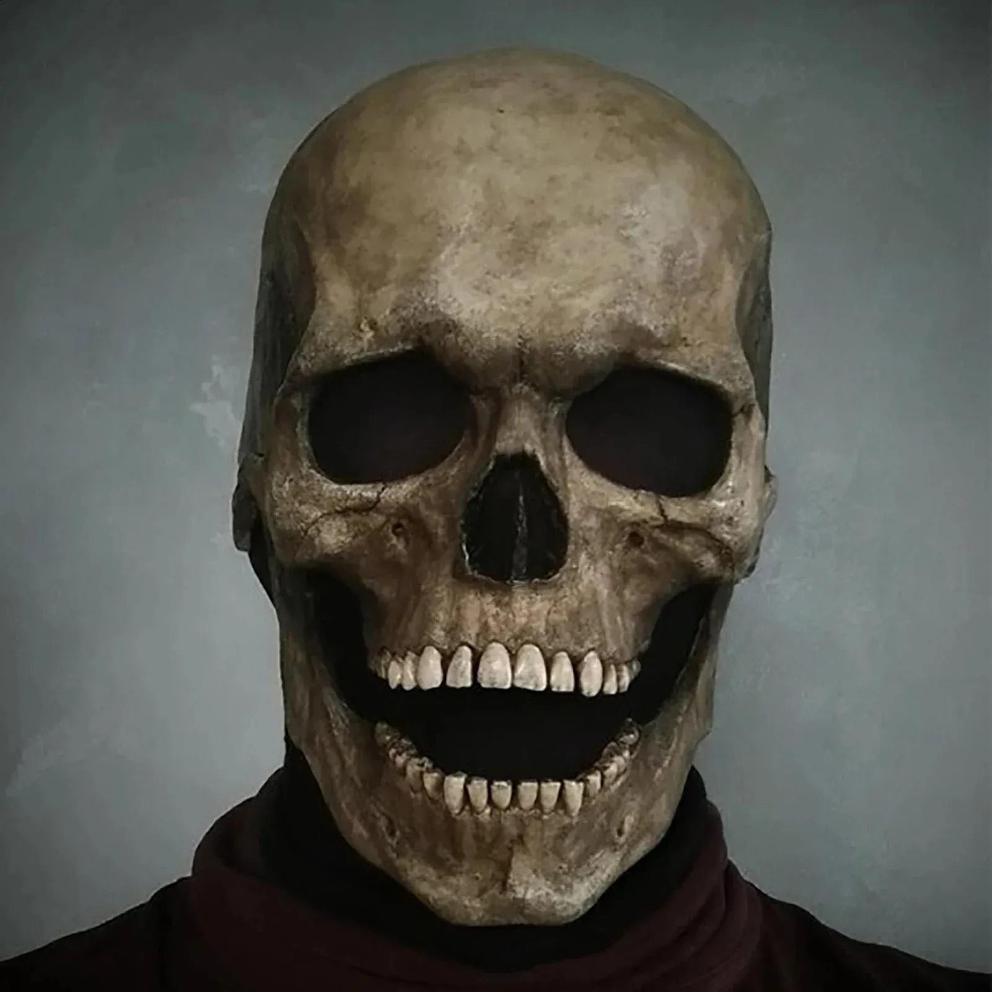 halloween skull mask with movable jaw full head latex horror costume mask