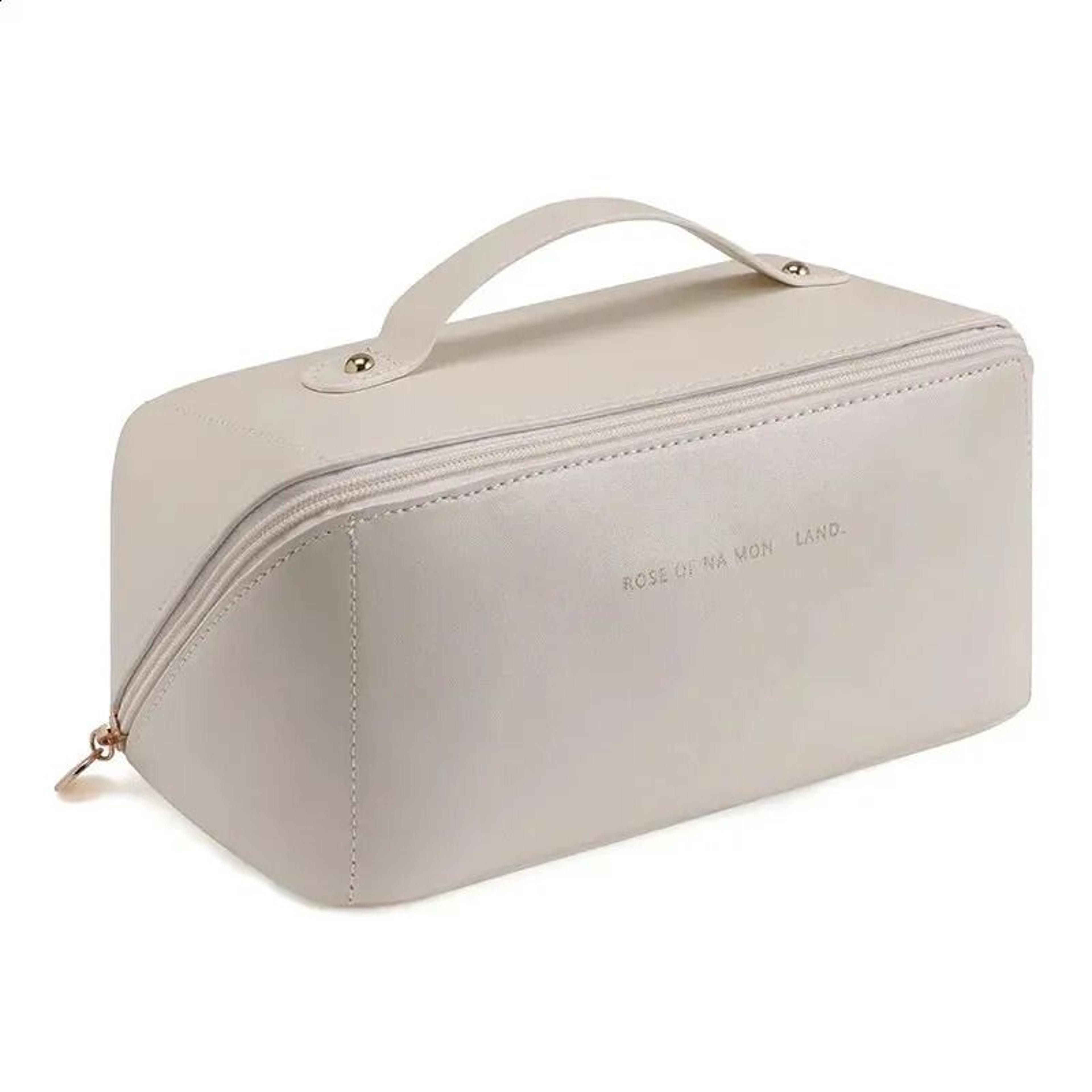 large capacity travel cosmetic bag waterproof pu makeup and toiletry organizer