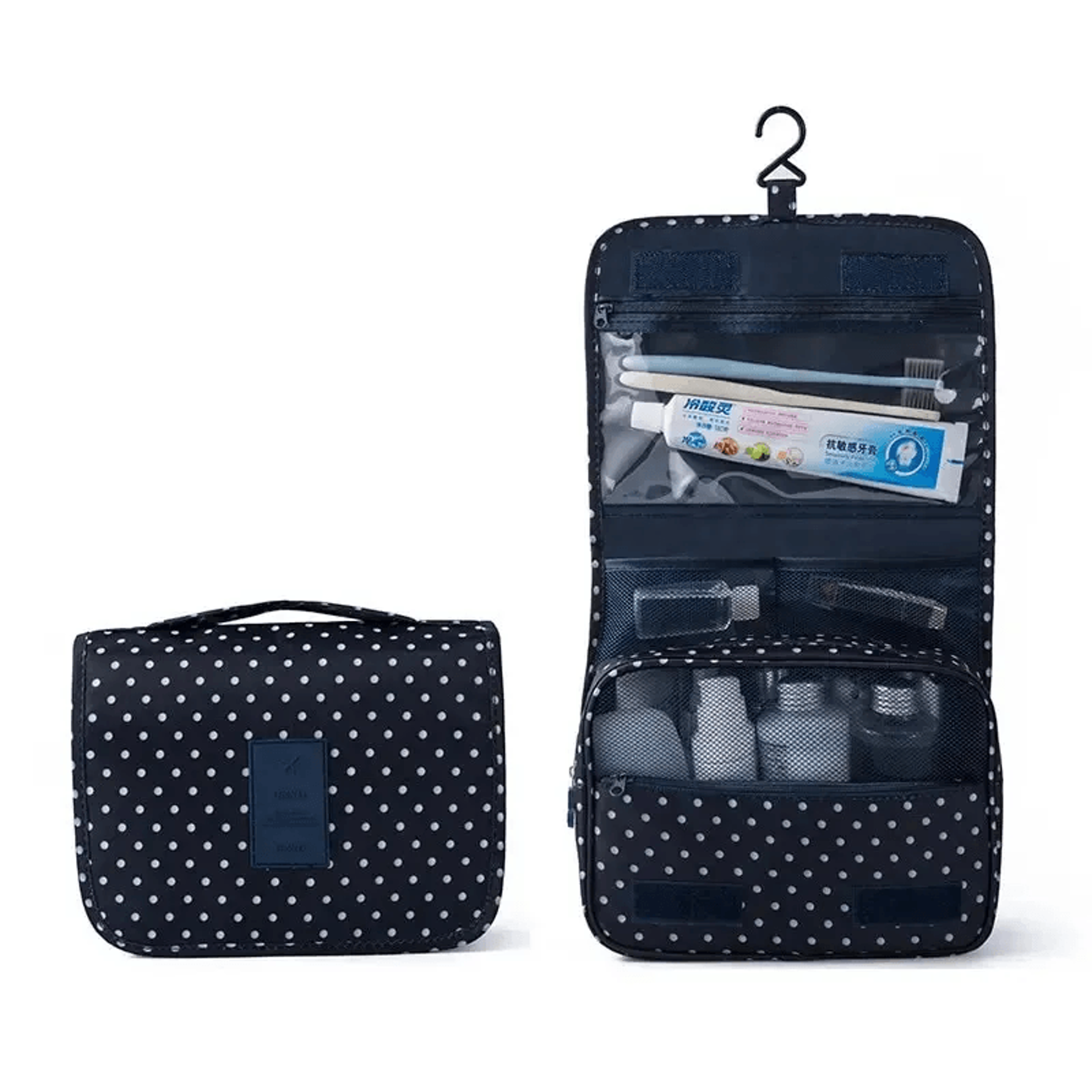 makeup bag for women with hanging hooks and travel toiletry organizer