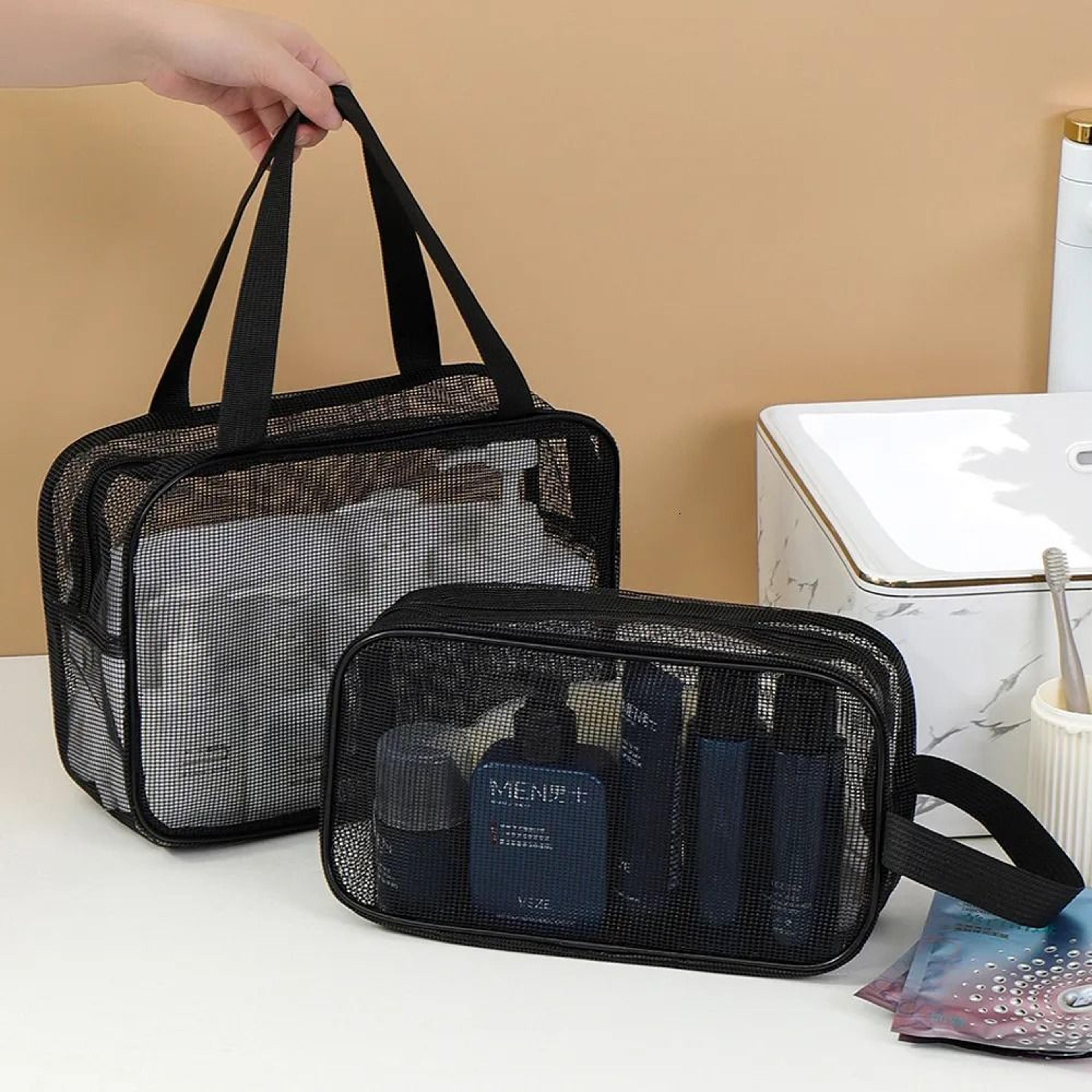 large capacity mesh storage bag with handle for gym shower and travel