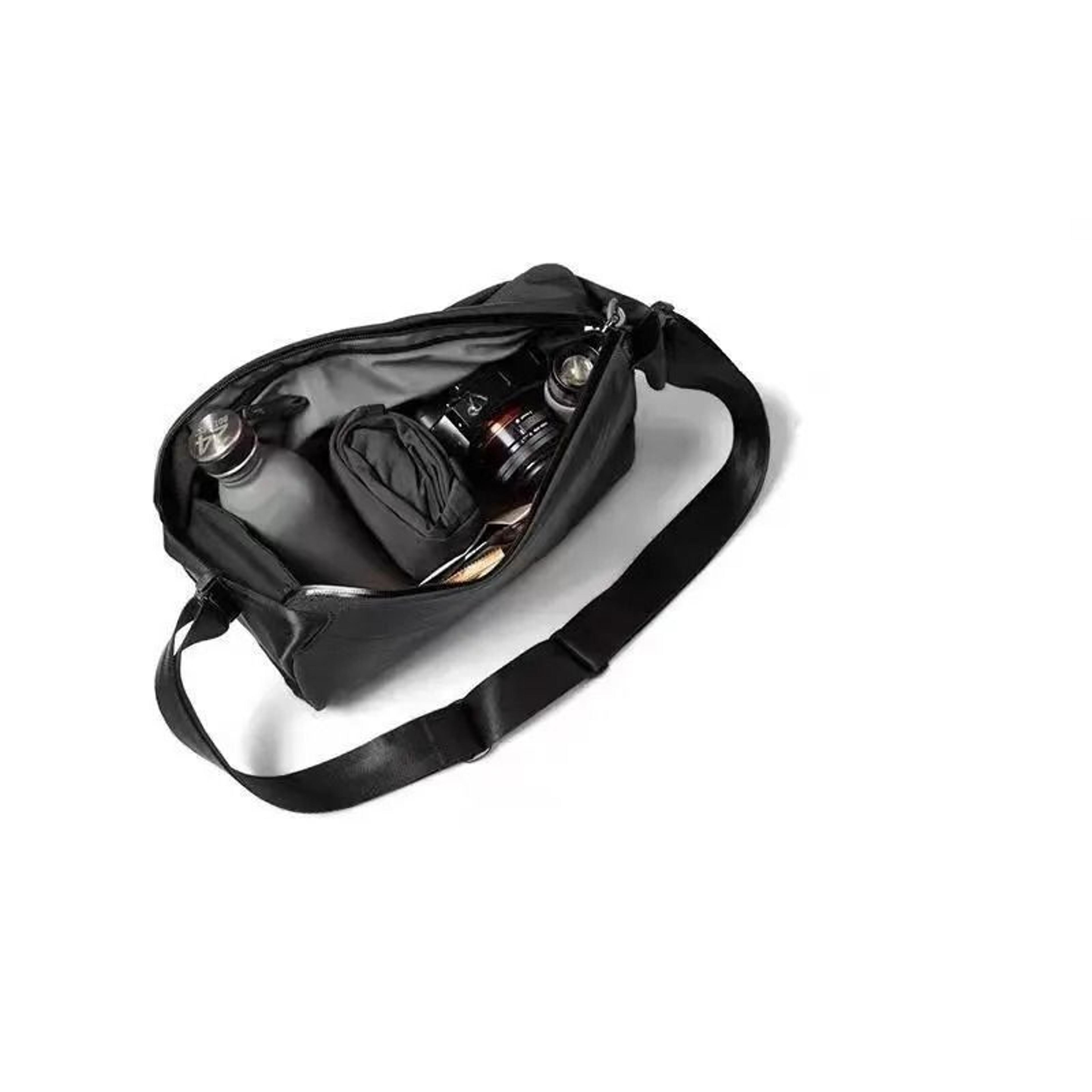 large capacity nylon messenger bag with zipper closure and sequined design