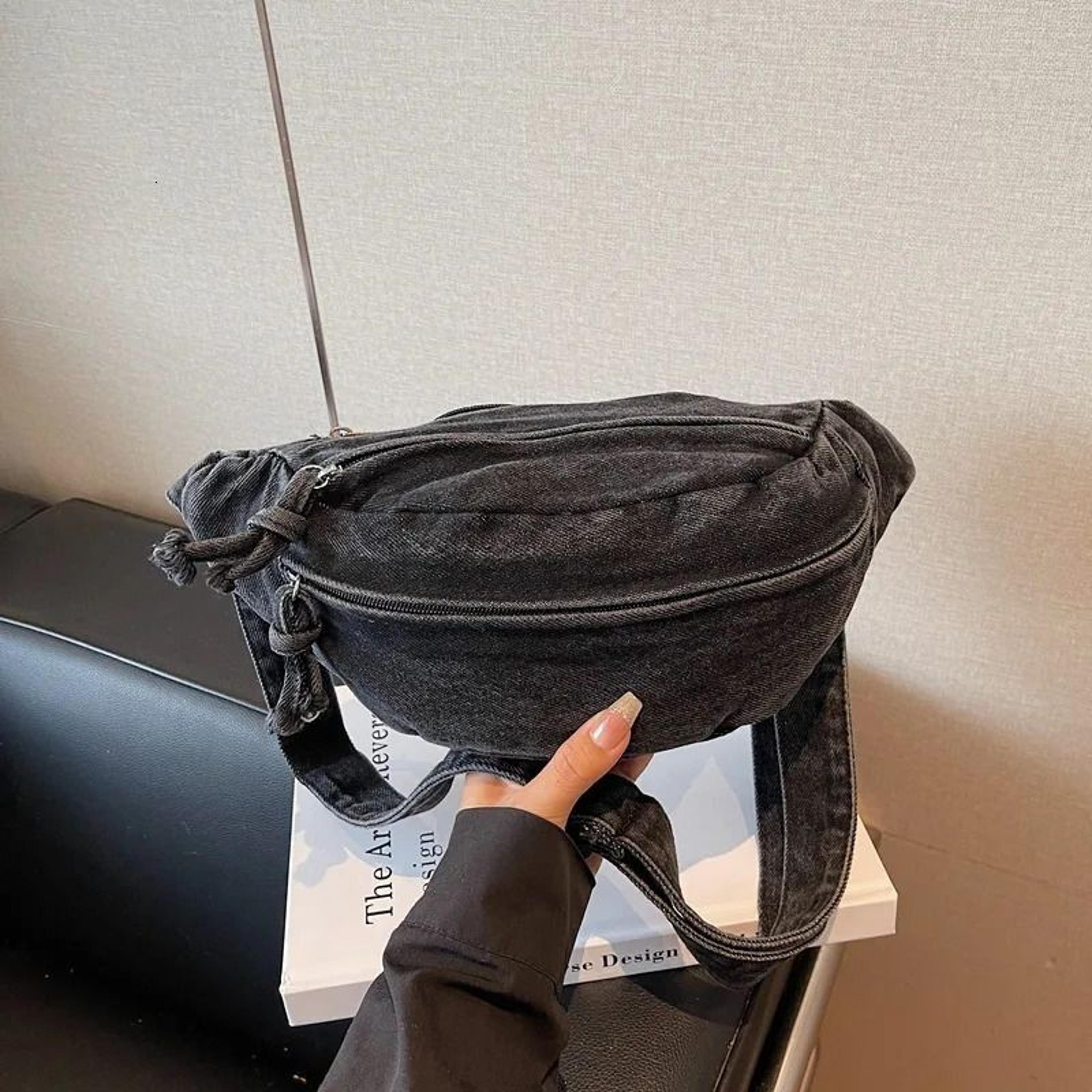 denim crossbody chest bag with adjustable strap for men and women