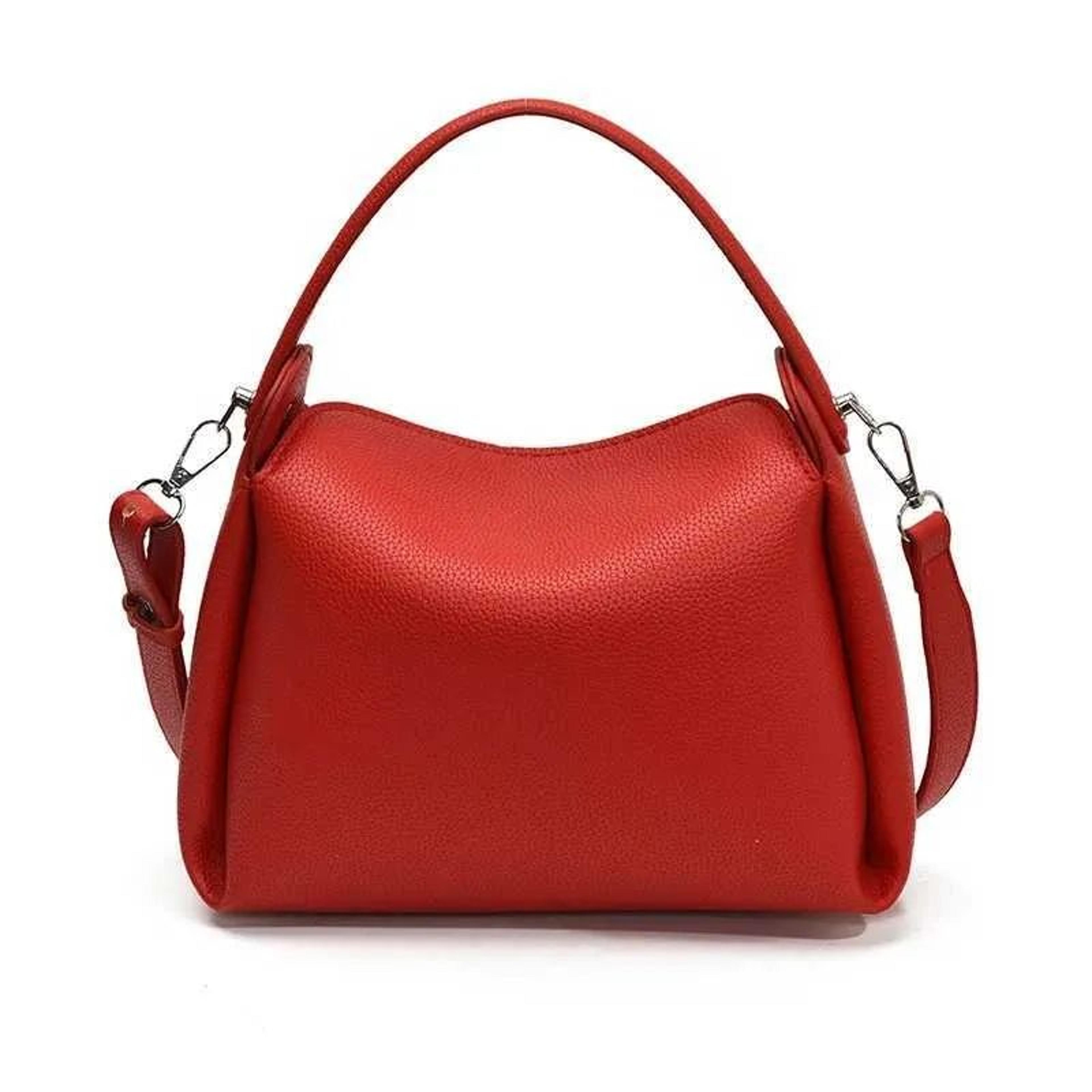 small pu leather bucket bag for women with short handle and crossbody strap