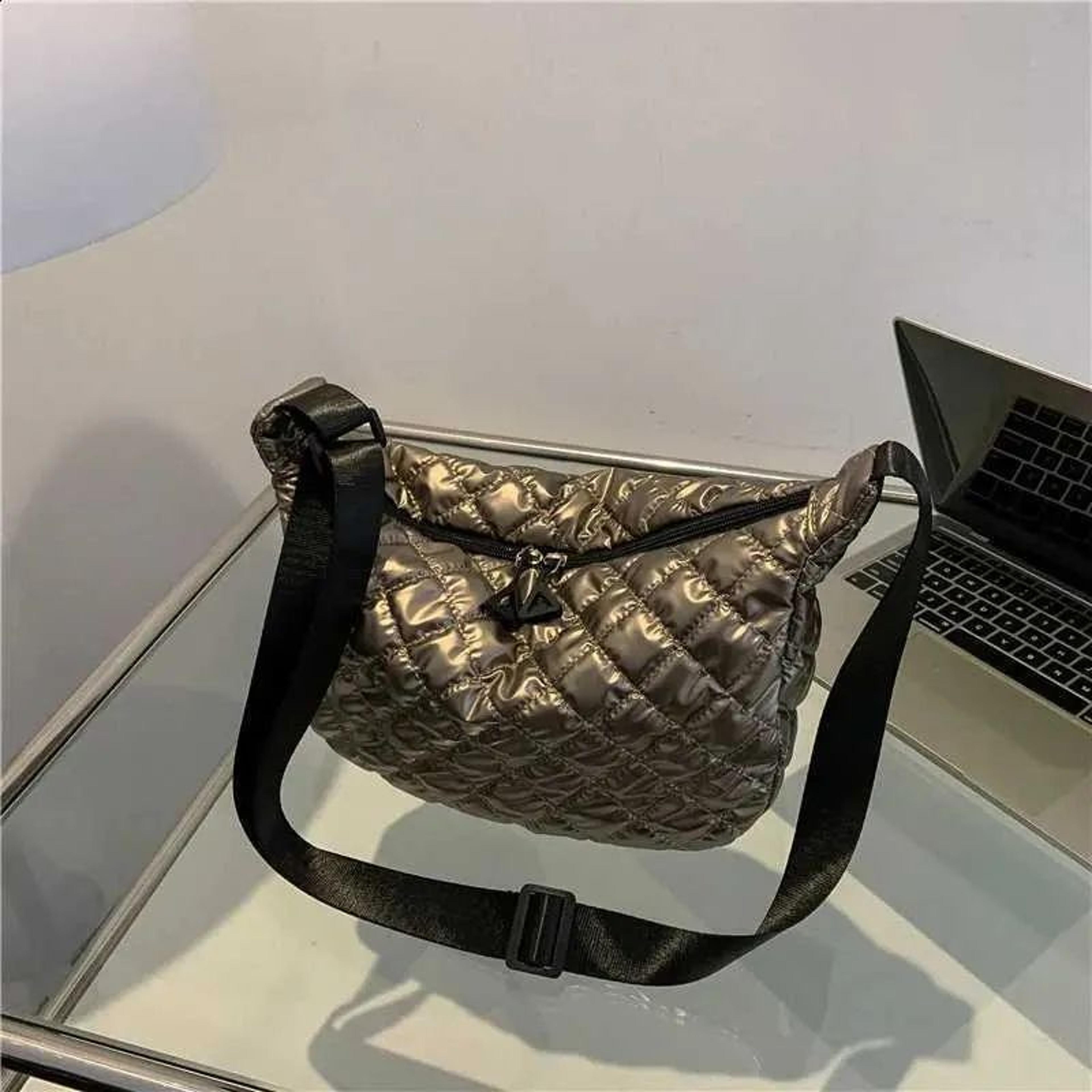 retro rhombus dumpling shoulder bag for women – space cotton crossbody purse