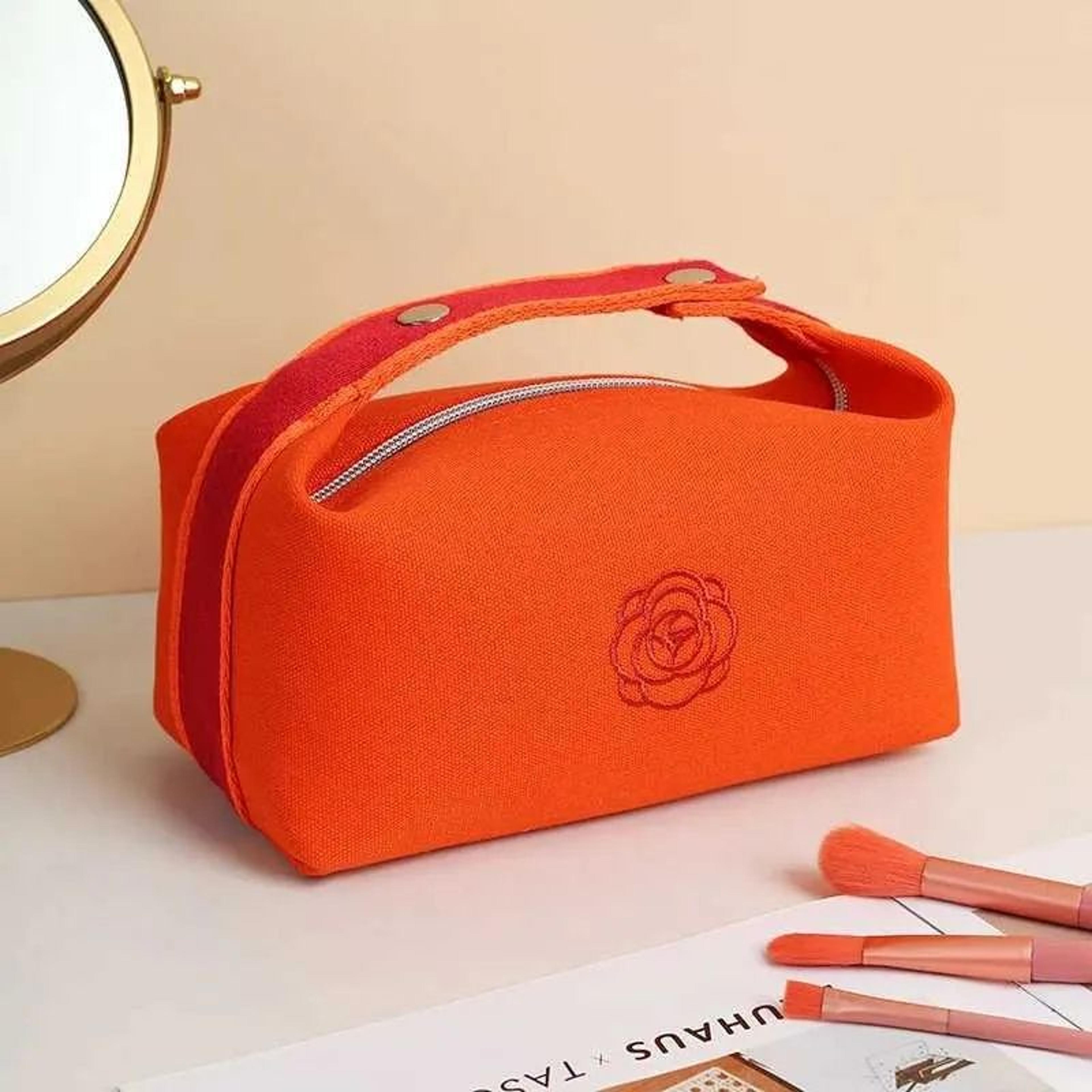 womens floral canvas cosmetic bag portable makeup and travel toiletry organizer