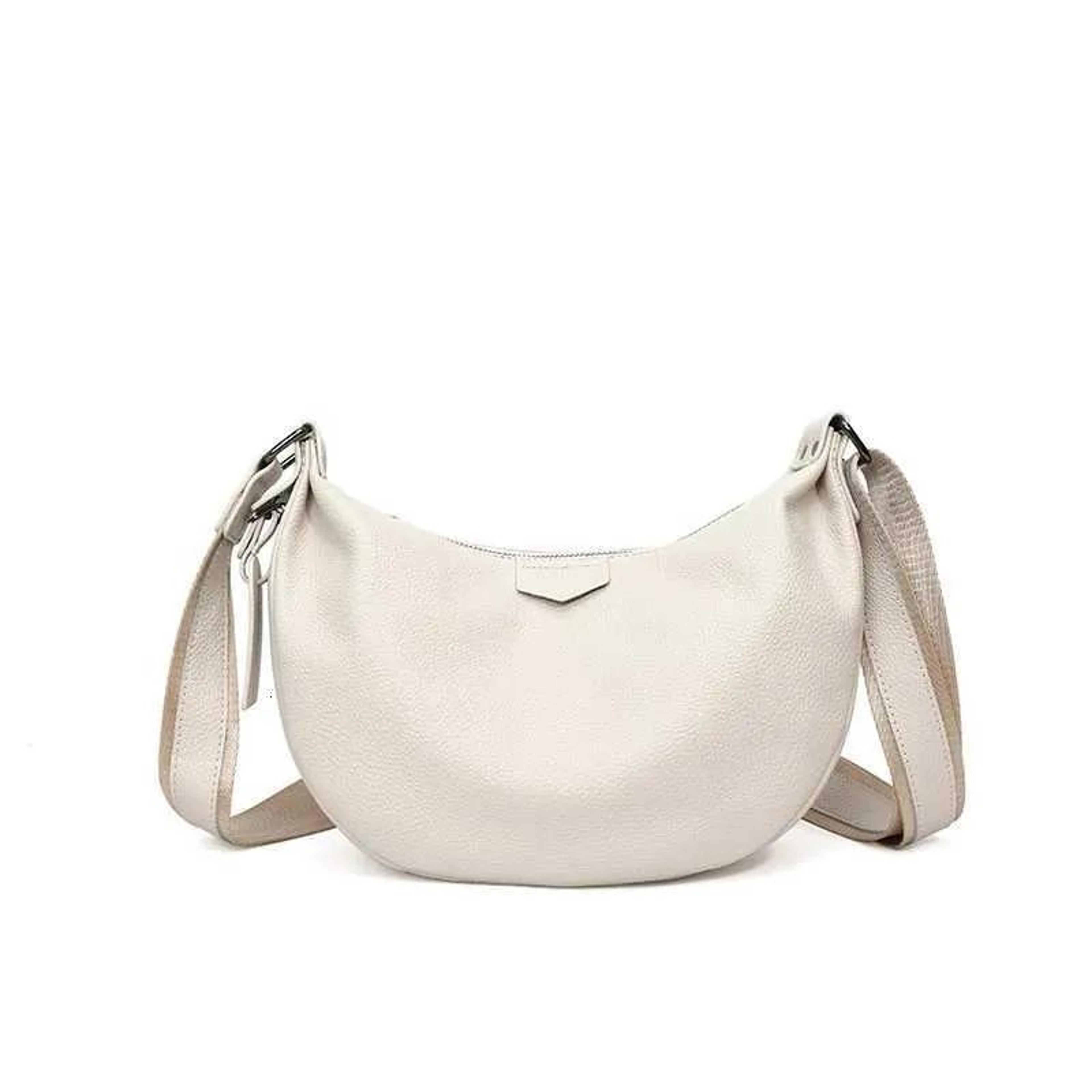 womens genuine leather half moon shoulder bag with adjustable strap