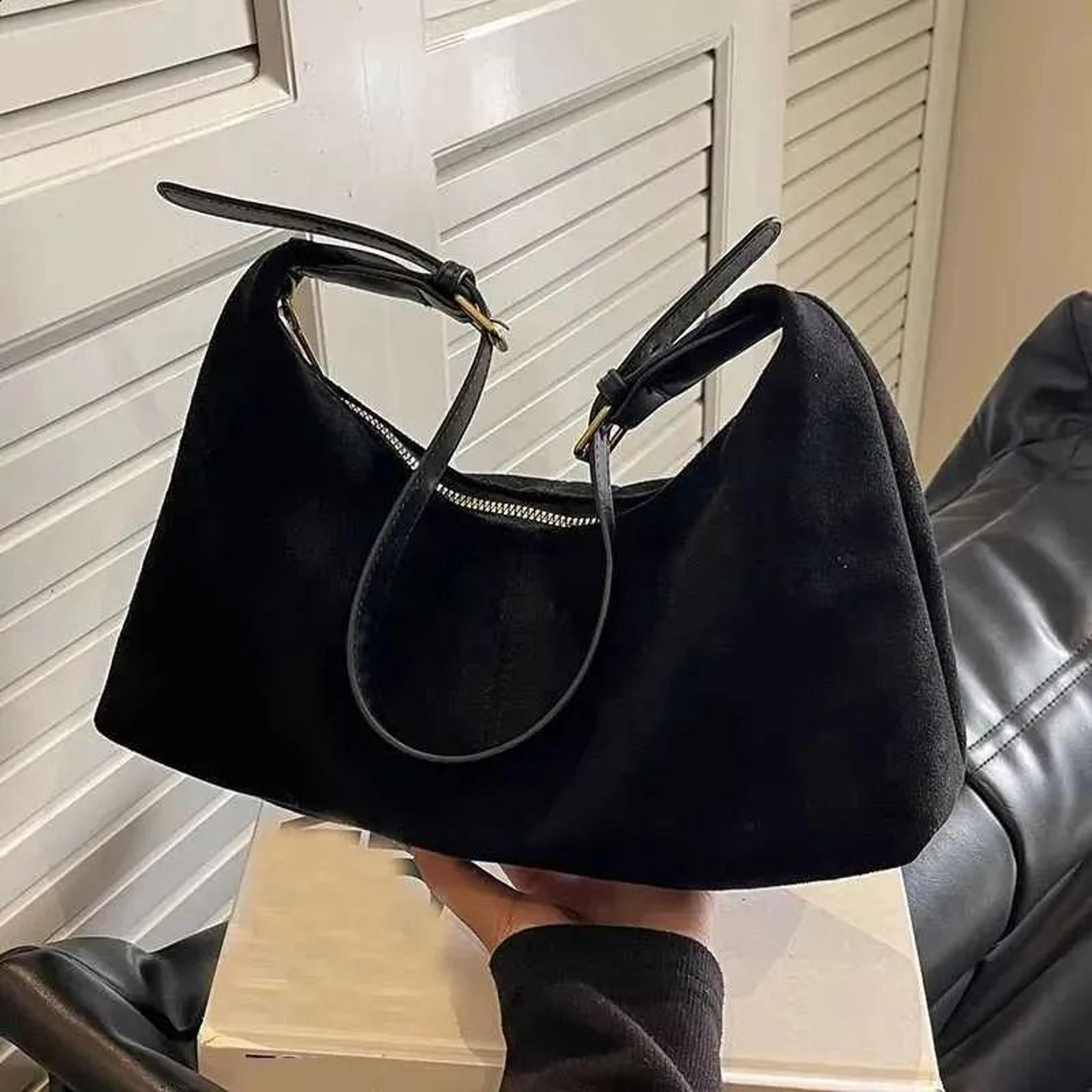 women velvet crescent hobo shoulder bag with suede strap