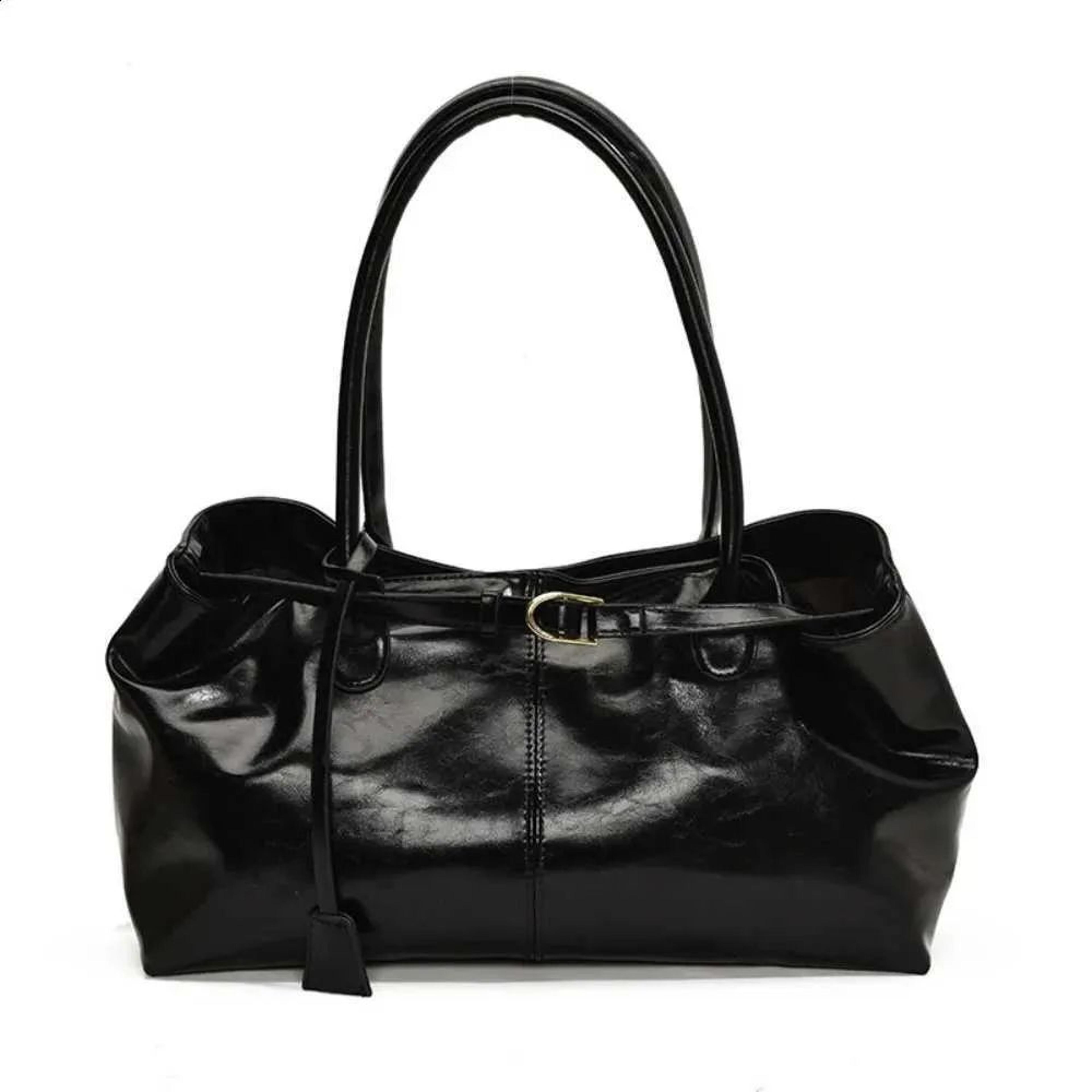 vintage pu leather shoulder tote bag for women with large capacity