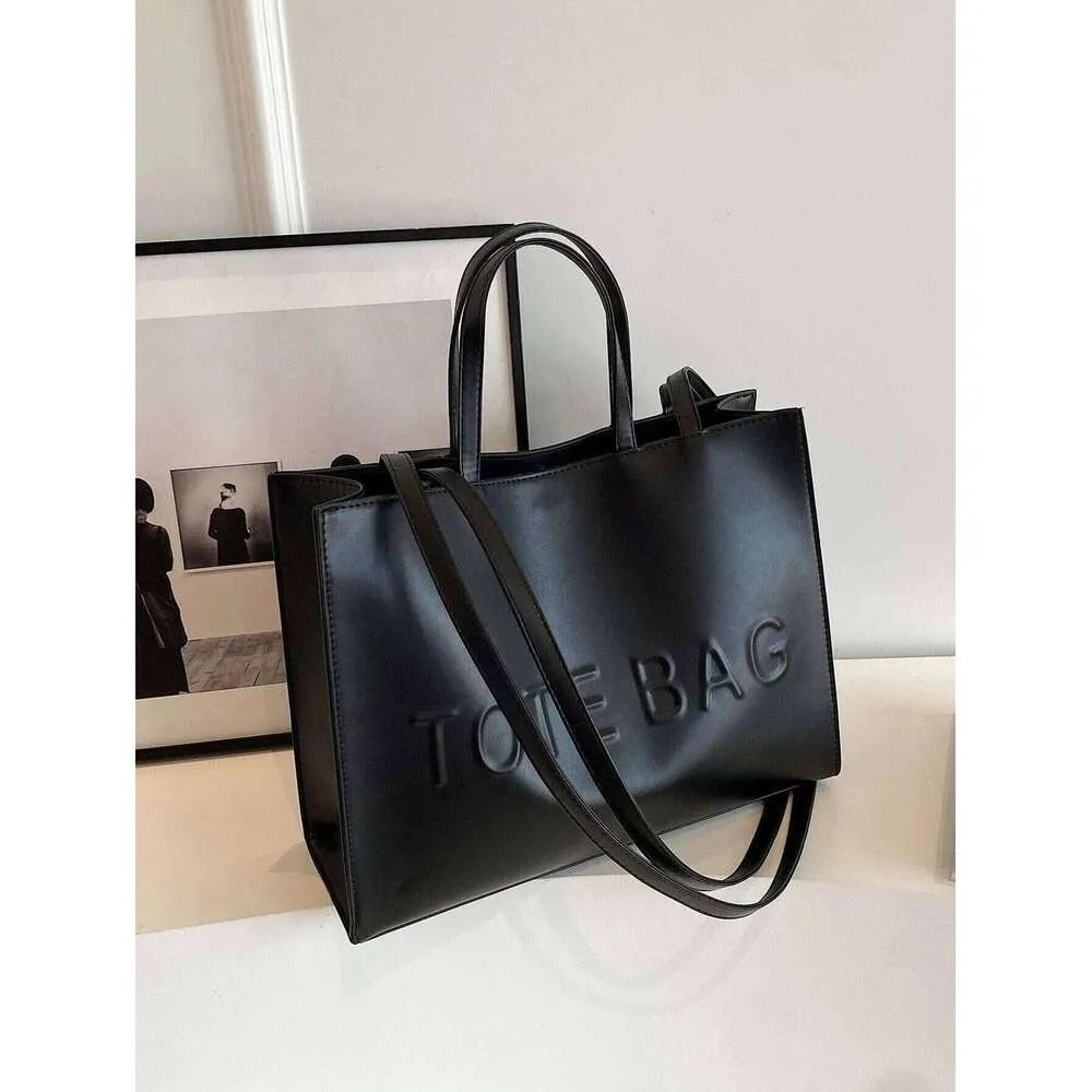 large capacity women's tote bag with letter print and adjustable crossbody strap