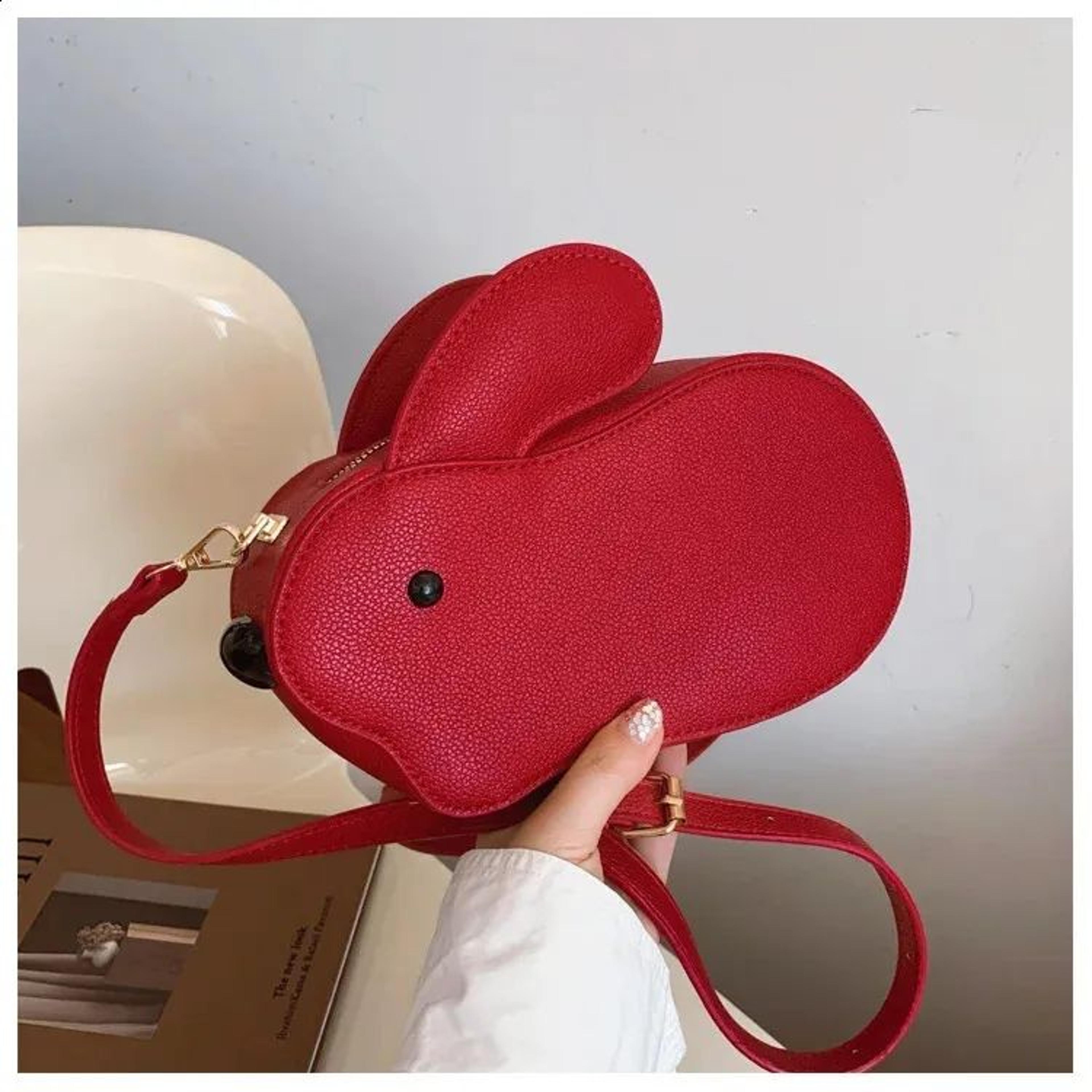cute rabbit crossbody bag for women cartoon pu leather handbag with adjustable strap