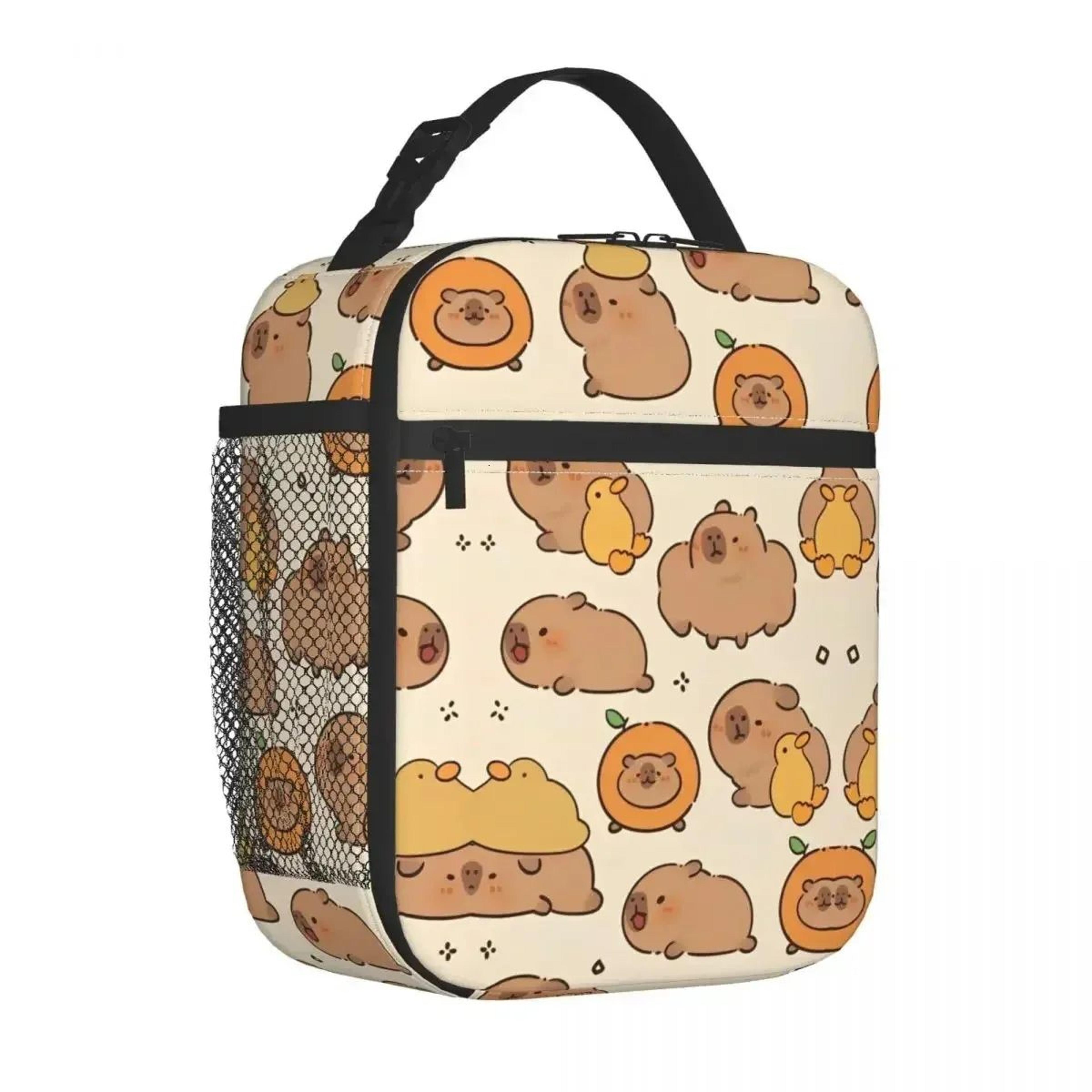 capybara insulated lunch bag lightweight oxford cooler tote for school and work