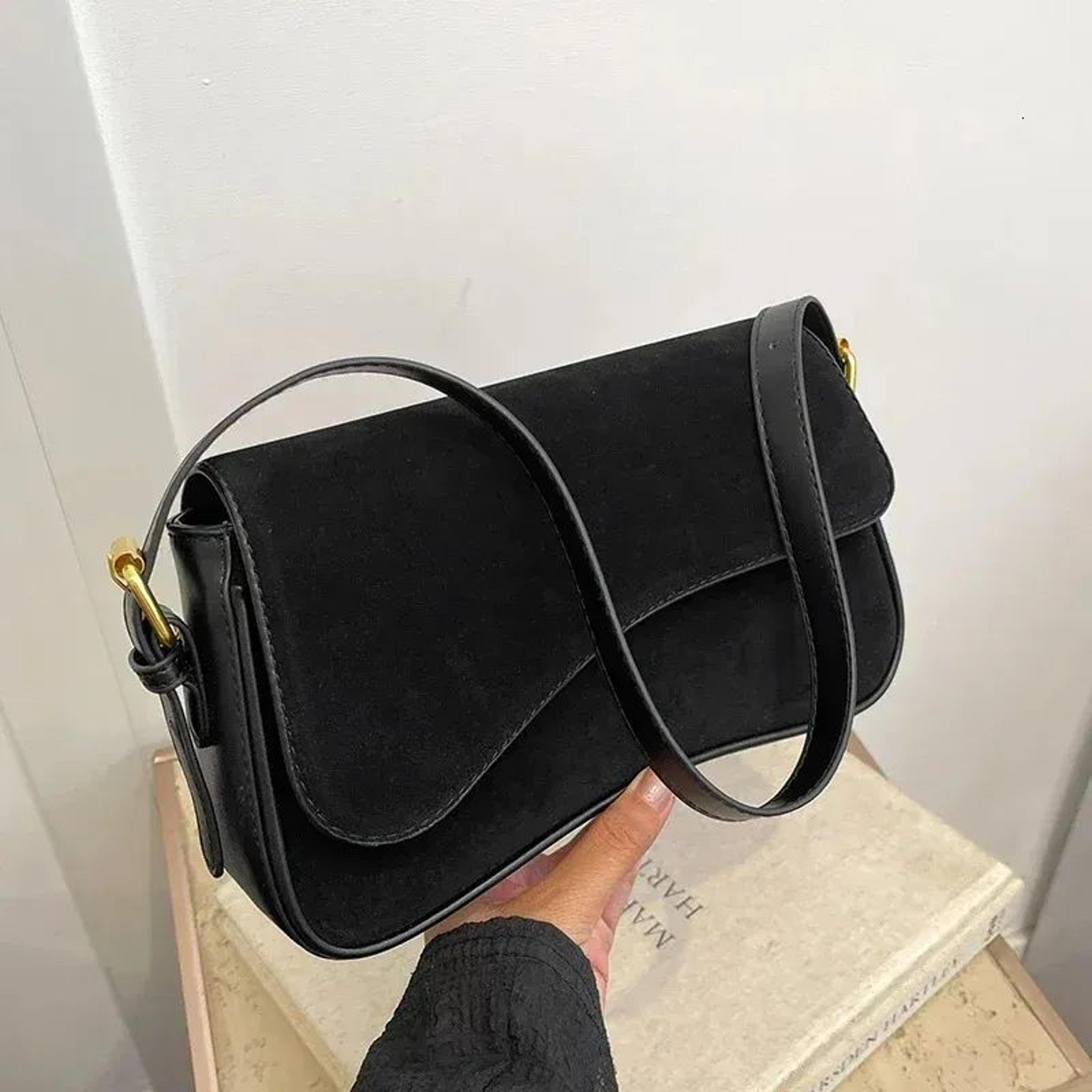 velvet buckle shoulder bag soft solid color crossbody handbag