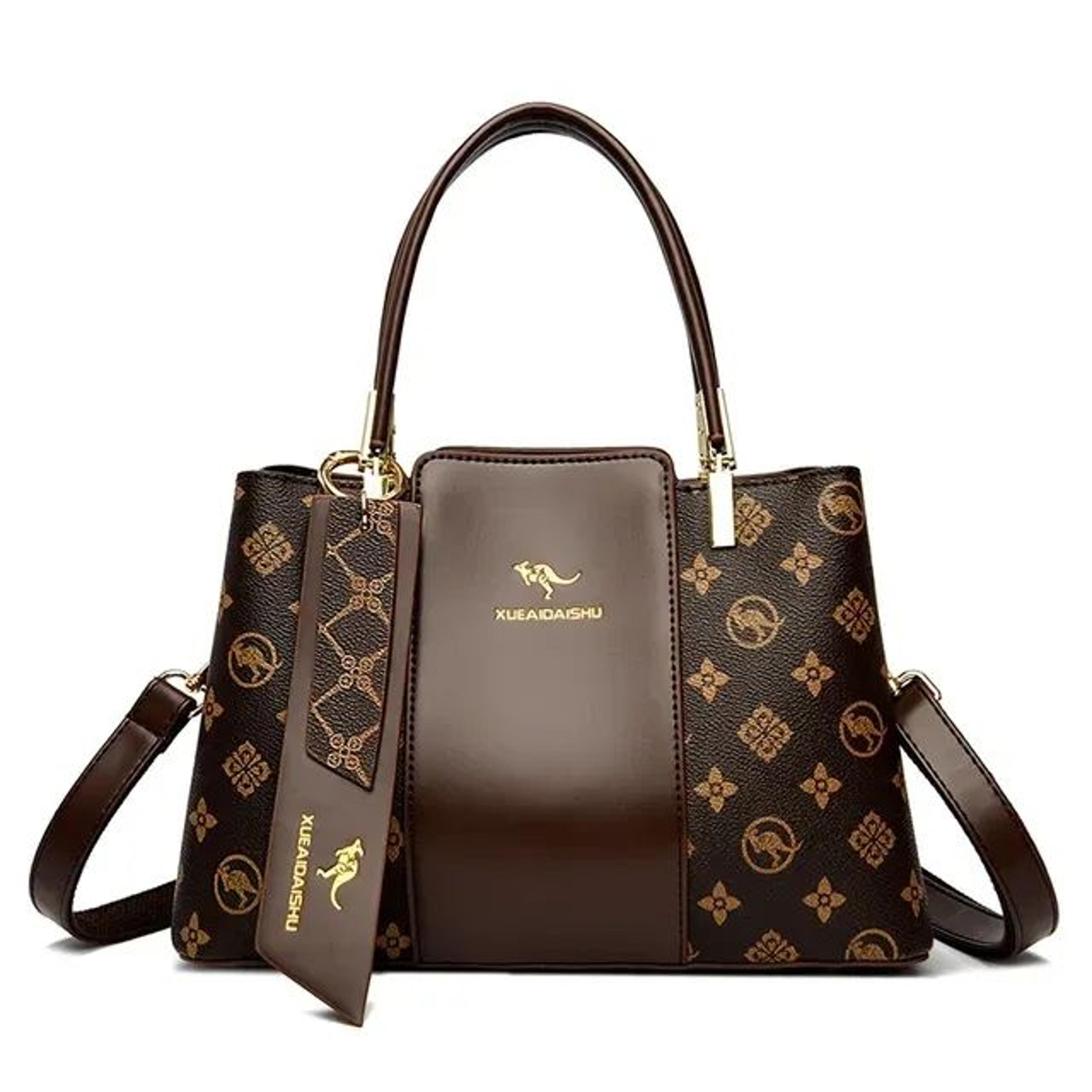 women large capacity soft leather shoulder crossbody handbag with fashion print