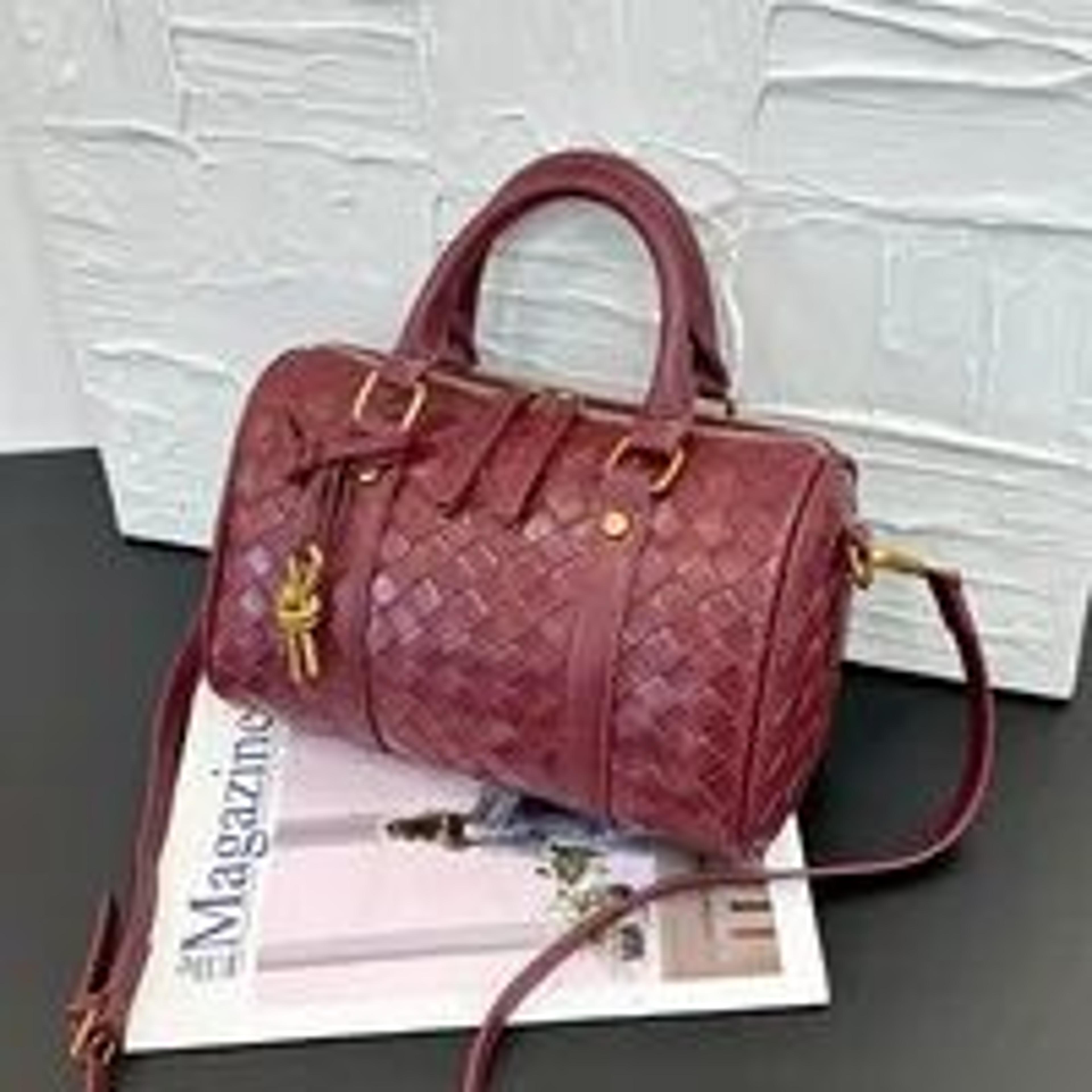 women large capacity woven boston shoulder bag with soft pillow design