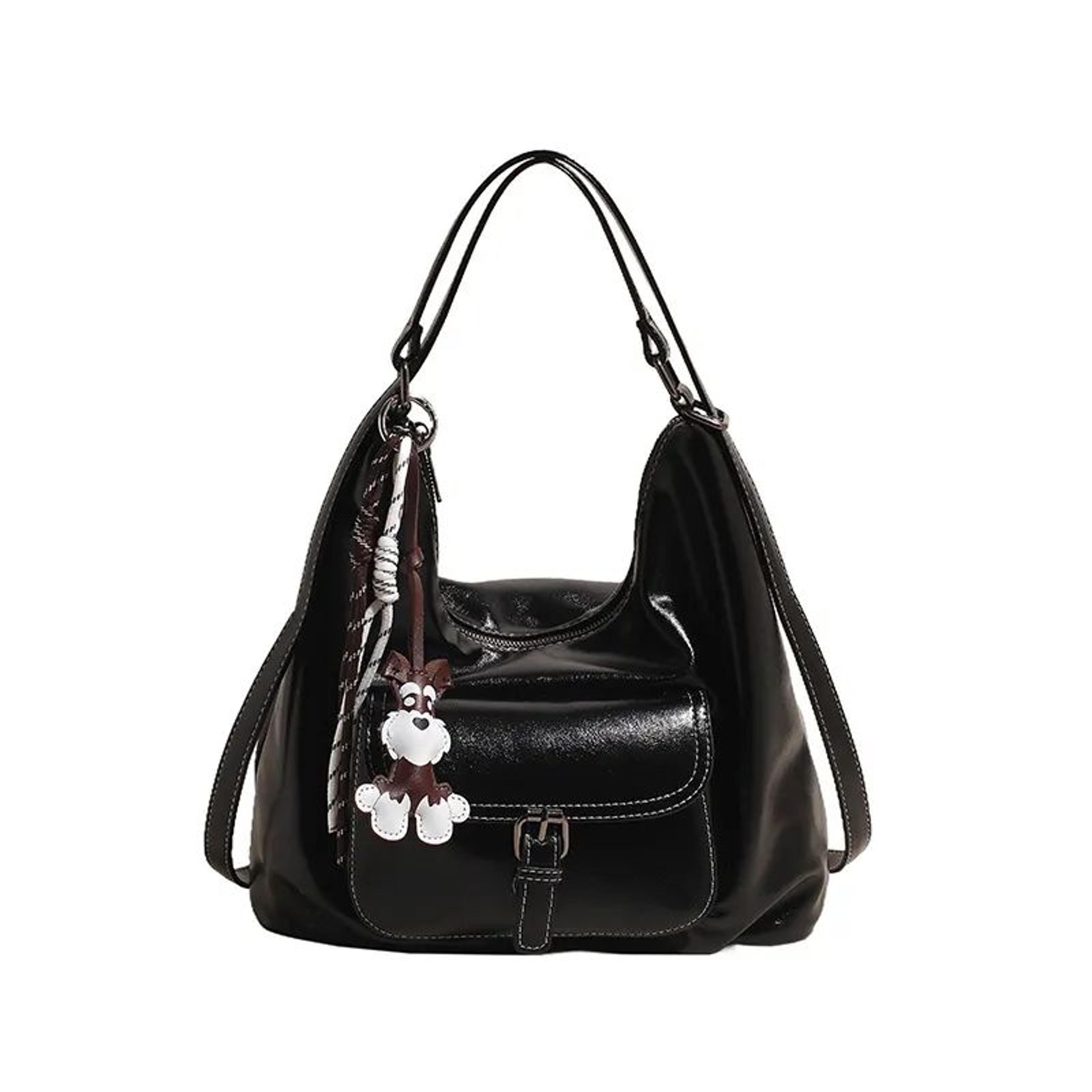 women large capacity soft pu leather shoulder bag for commuting