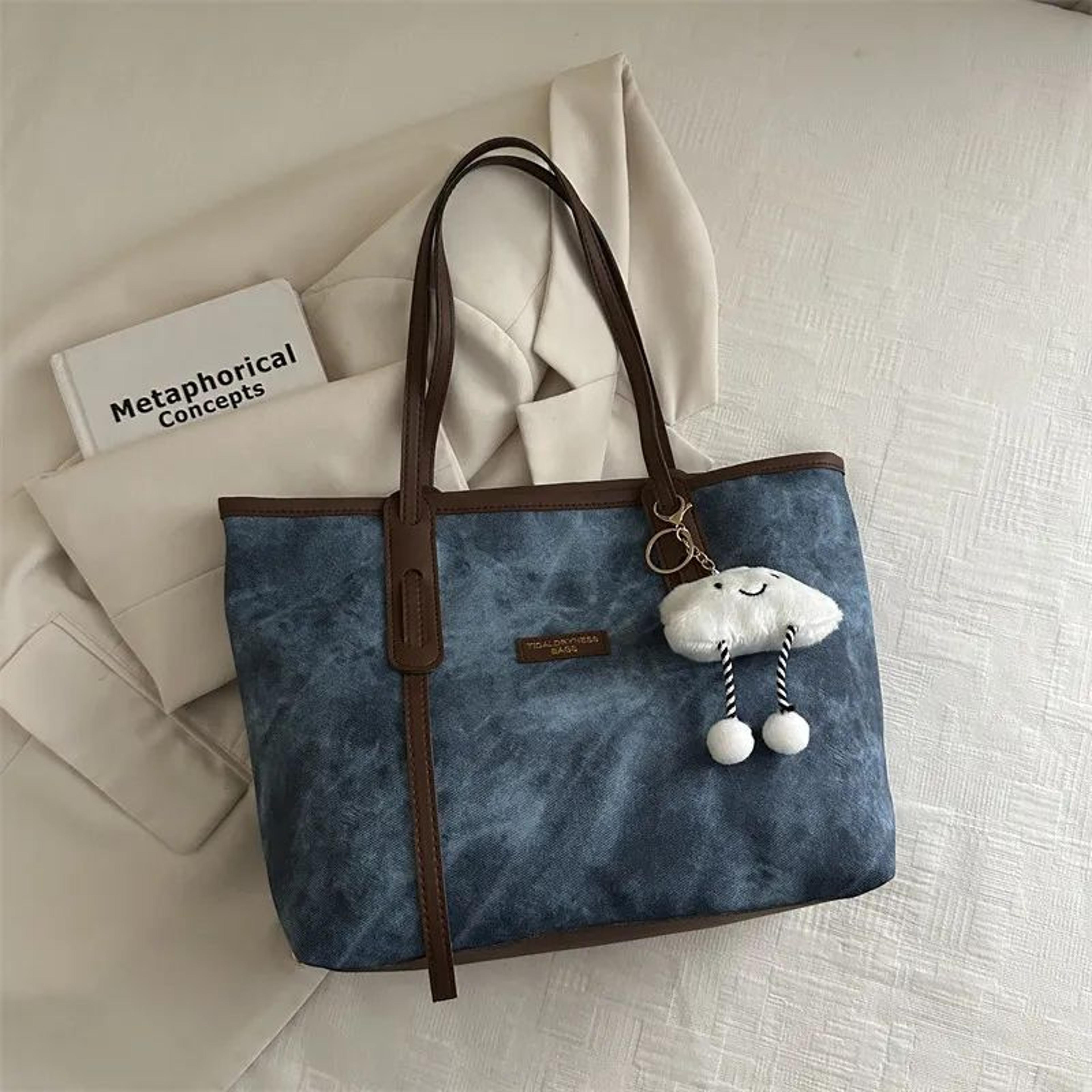 retro large capacity tote bag for women fashionable work shoulder bag
