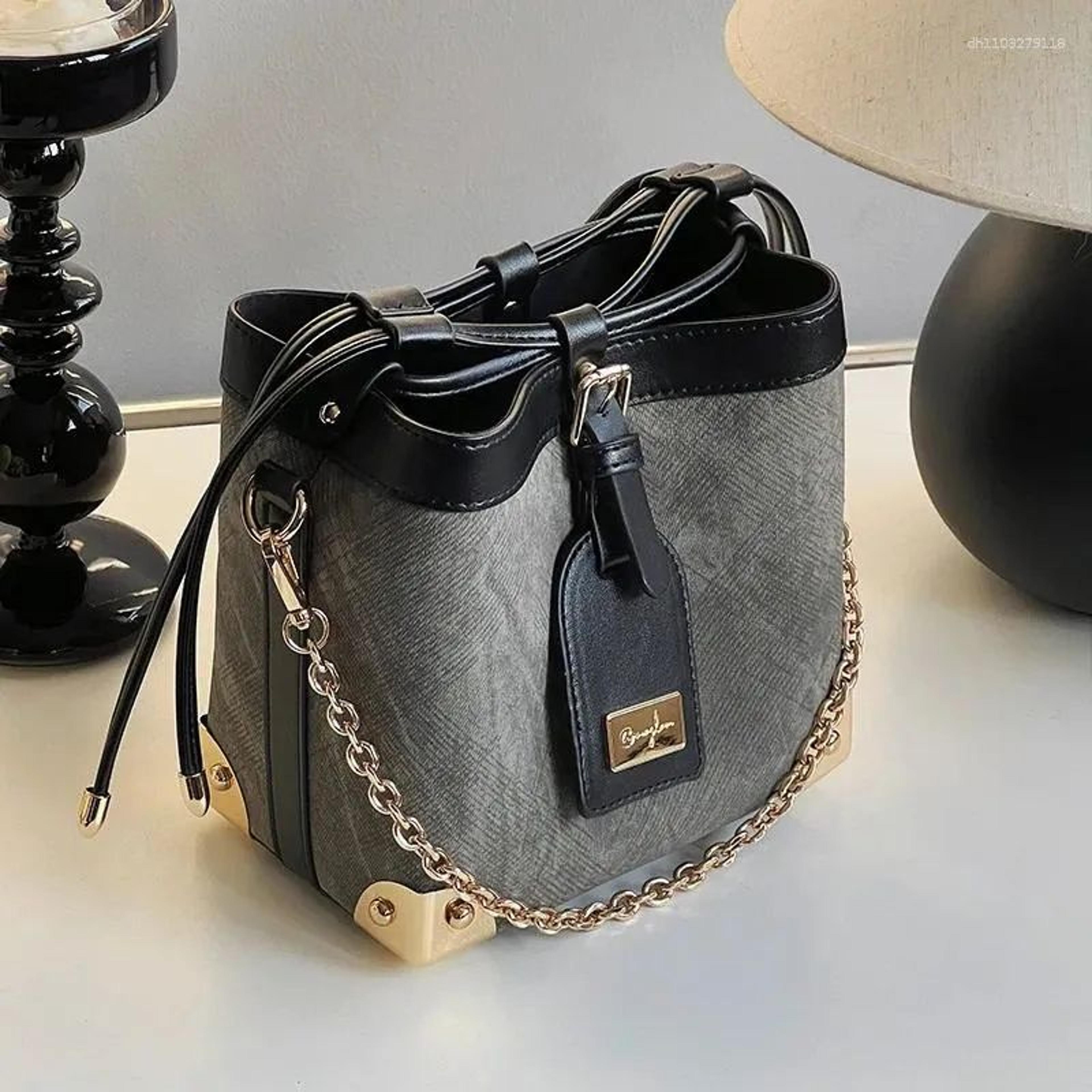 womens western style pu leather bucket bag with adjustable crossbody strap