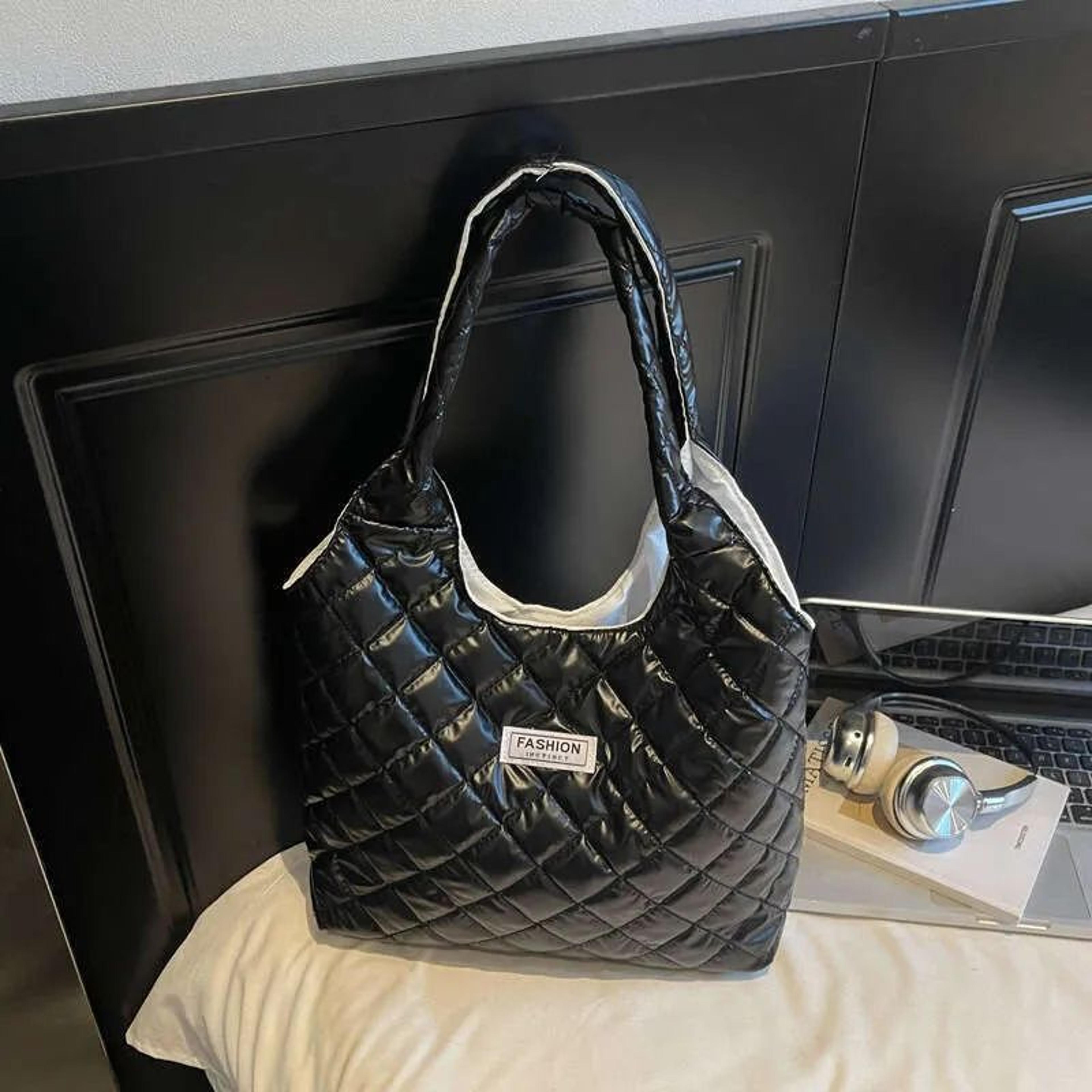 womens plaid cotton quilted tote bag with large capacity shoulder design