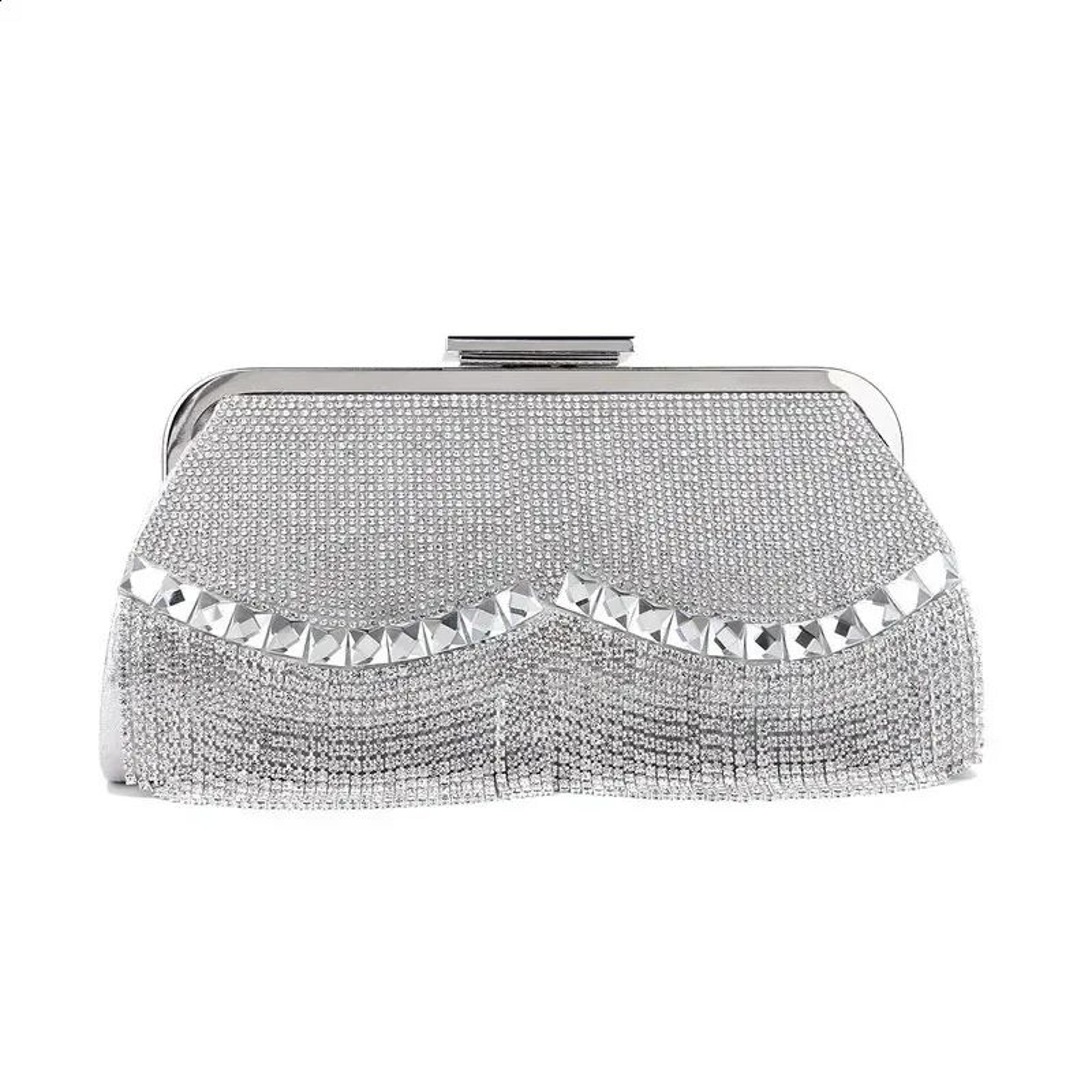 womens diamond-studded tassel evening clutch bag for weddings and parties
