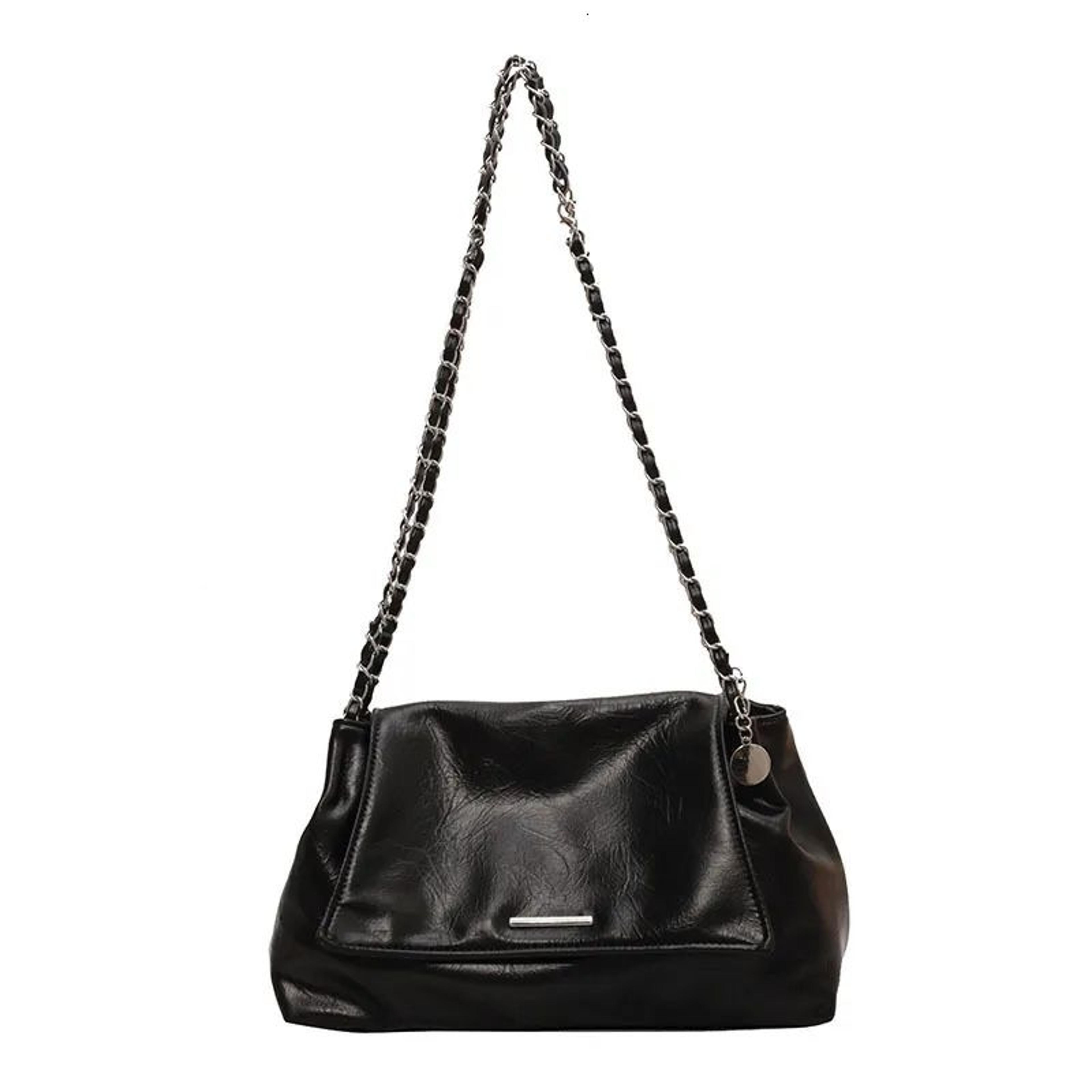 women large capacity soft leather tote bag with chain shoulder strap