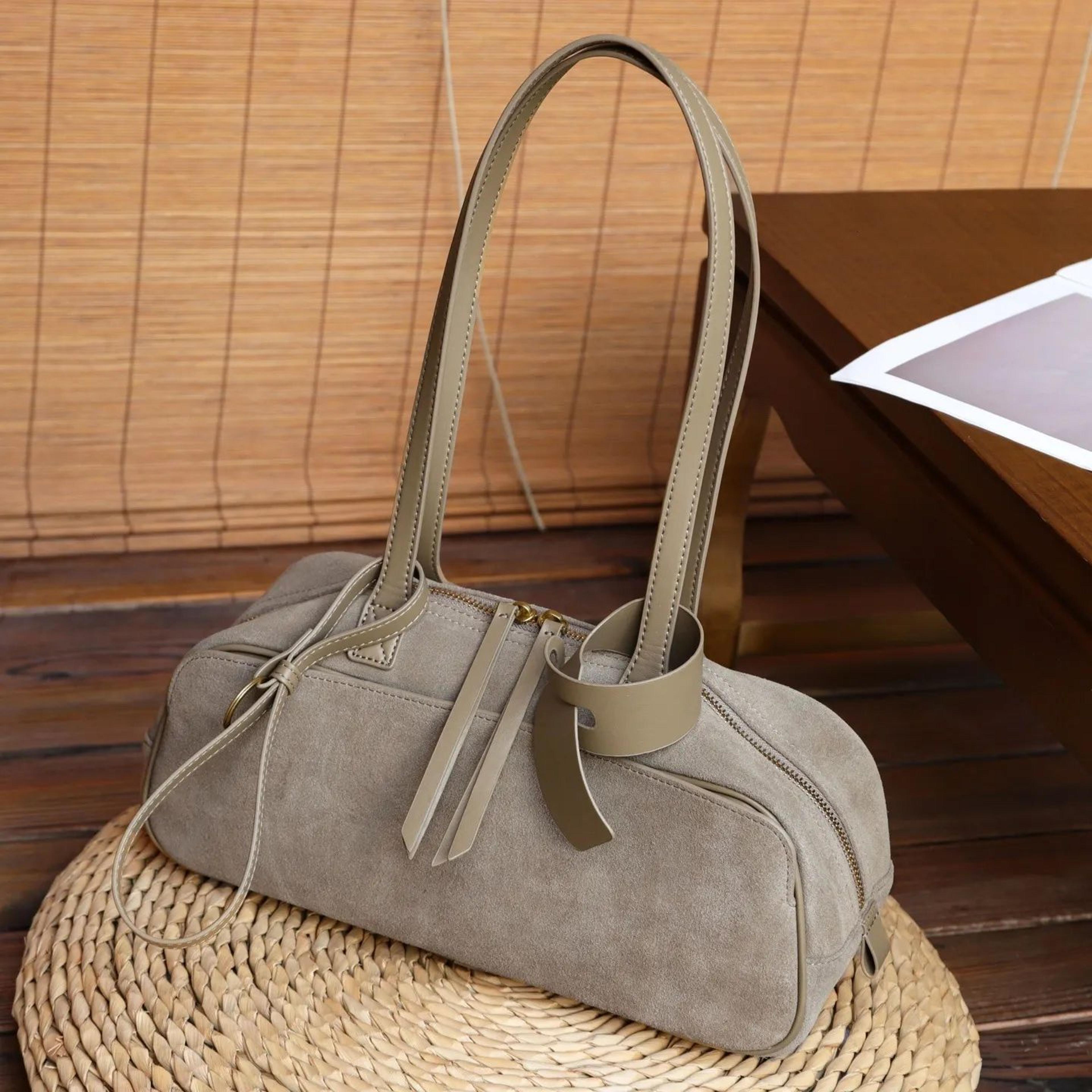 women genuine cowhide leather shoulder bag with matte finish and boston style