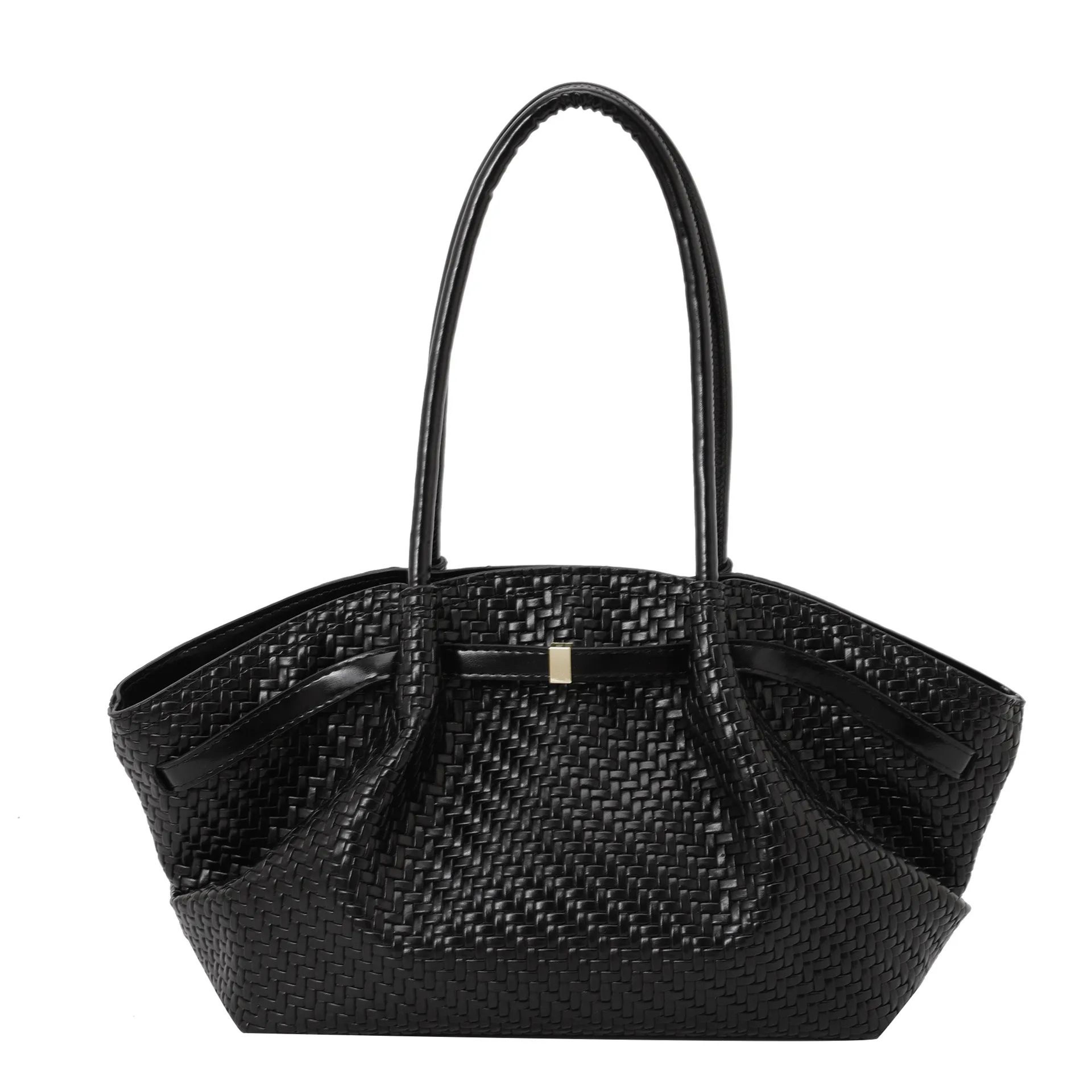 women large capacity woven texture shoulder bag vintage underarm tote