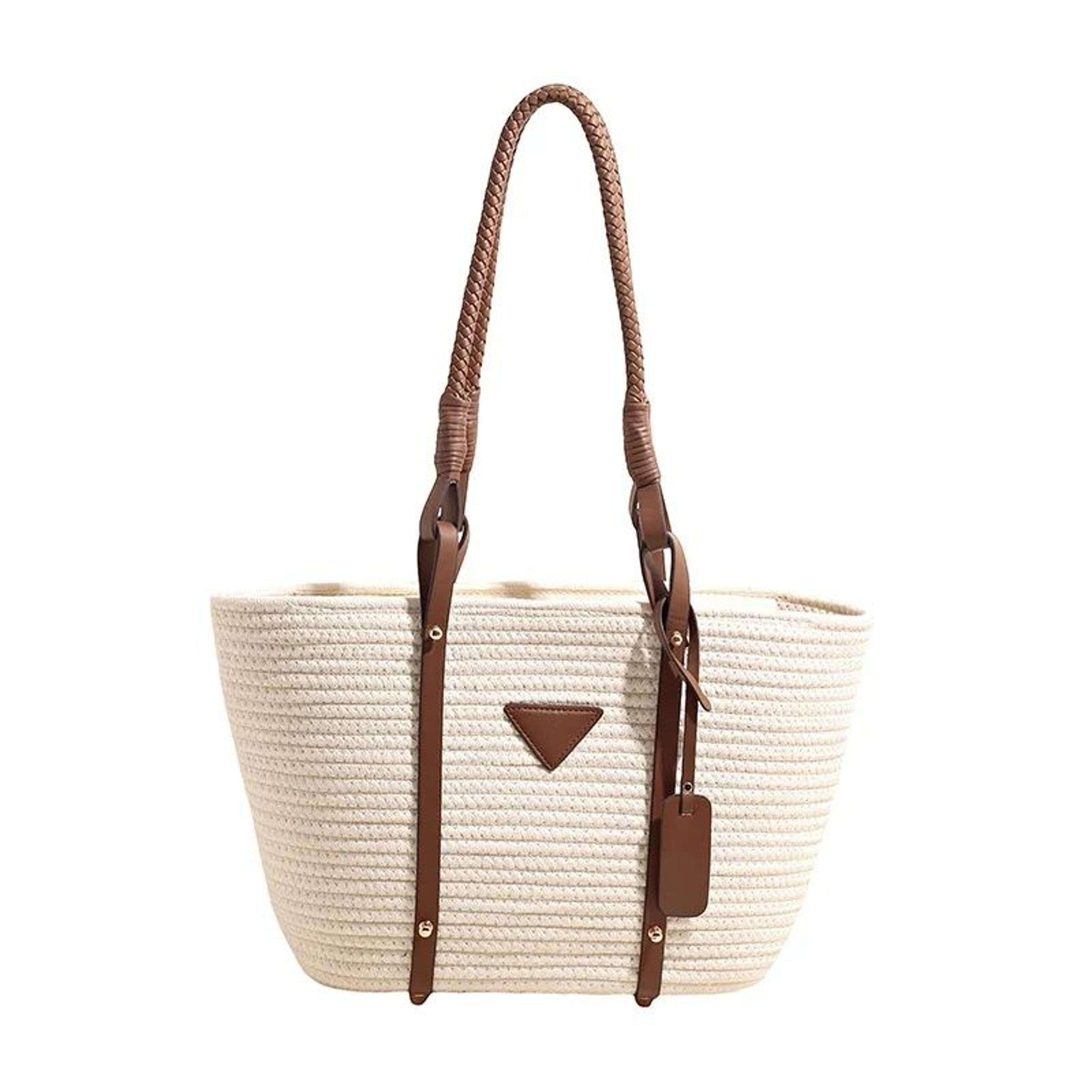 large capacity woven tote bag for women summer beach and vacation shoulder bag