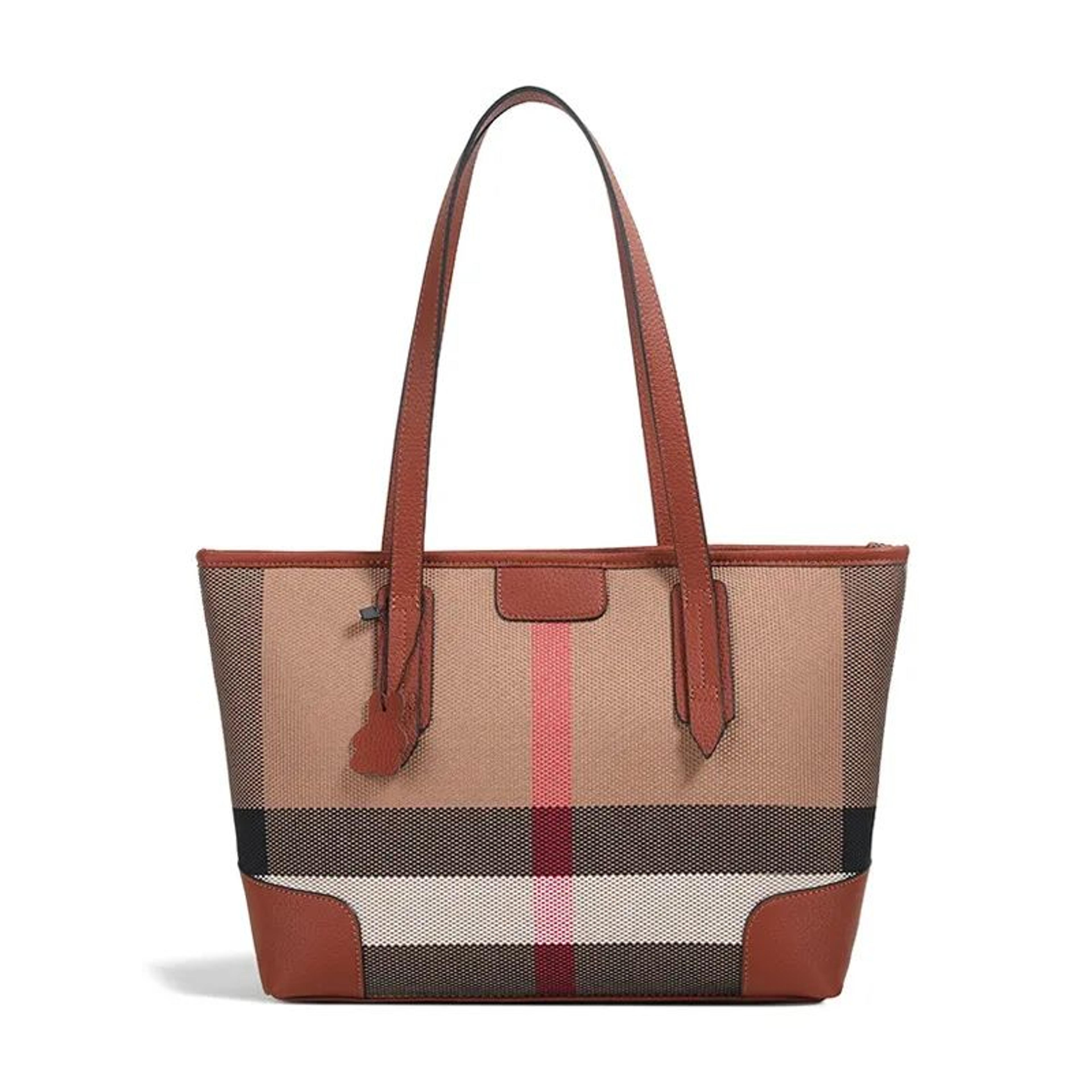 plaid tote bag for women large capacity fabric shoulder bag for everyday use