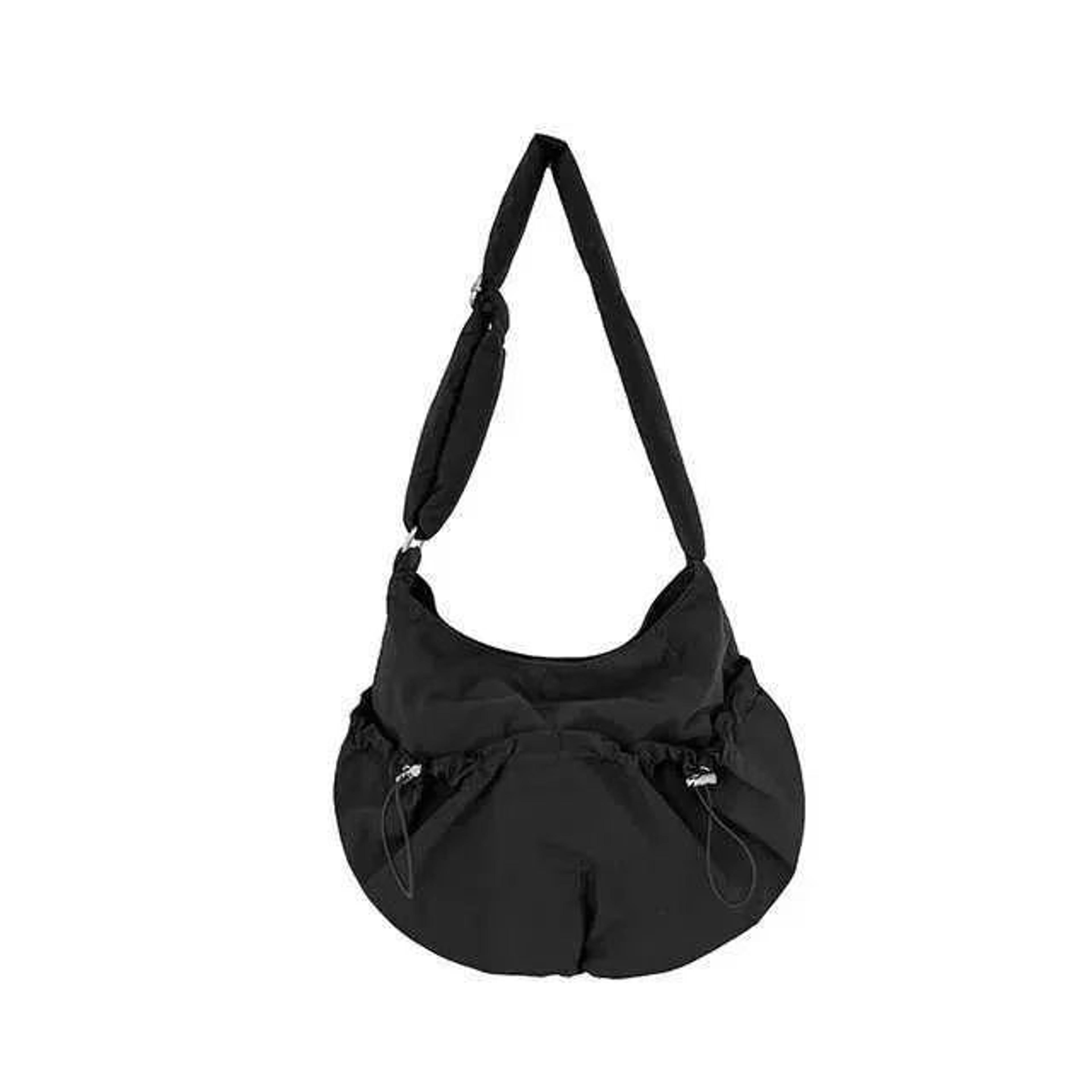 mens mini pu leather crossbody bag with pleated design and zipper closure