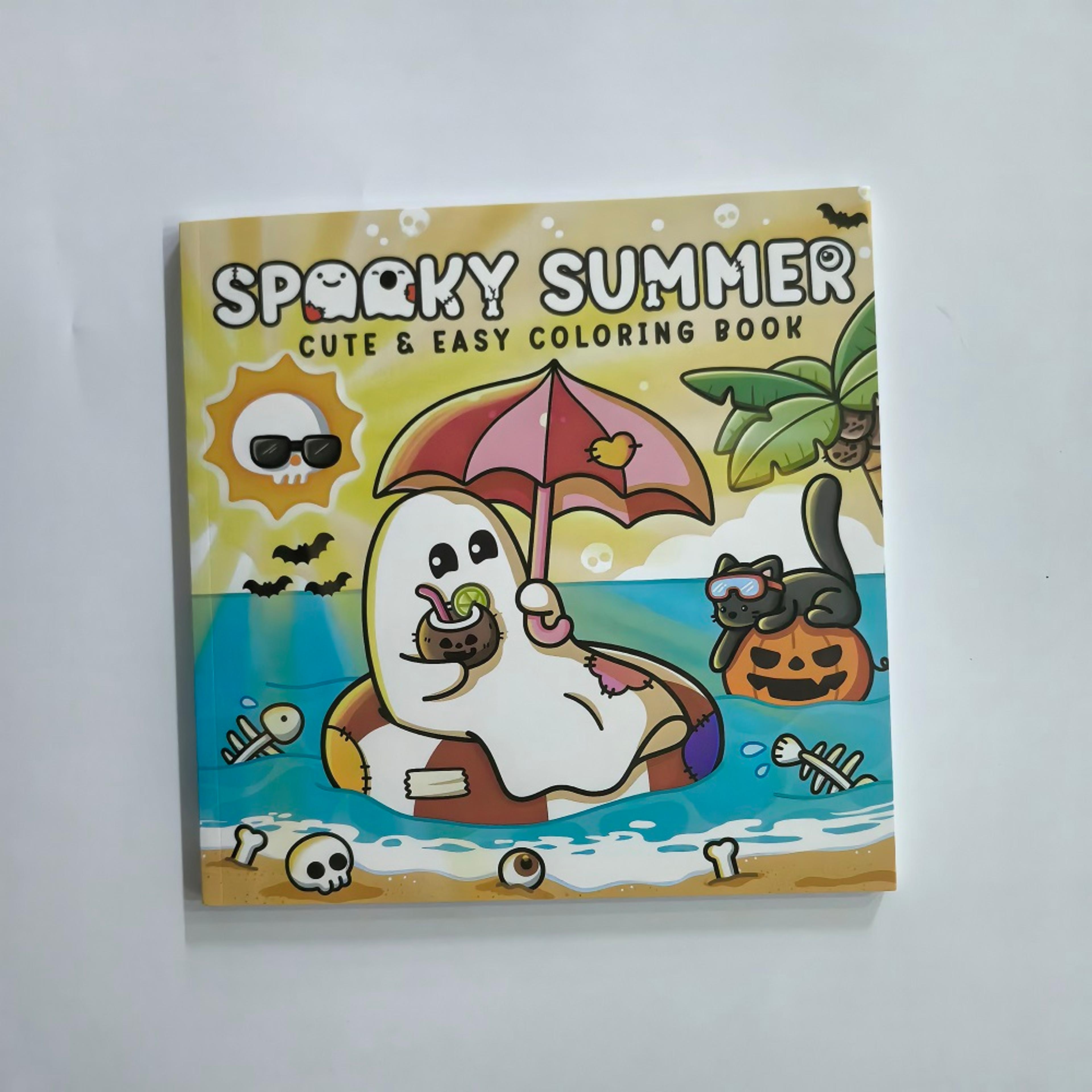 cute halloween coloring book for adults, spooky and easy drawing pages, perfect gift for party, birthday, and summer fun
