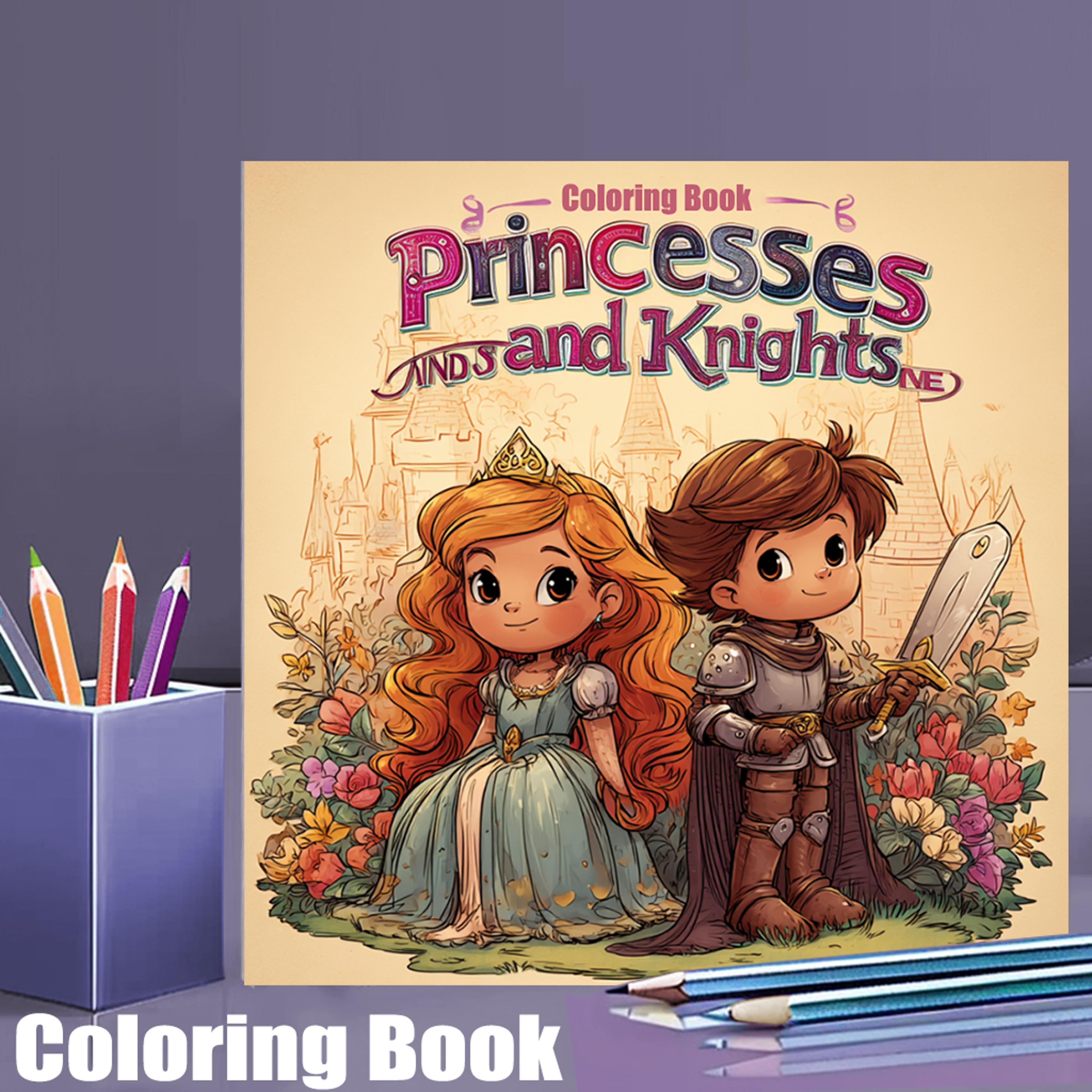 princesses and knights coloring book for adults, a fantasy colouring book with drawing supplies, perfect for christmas