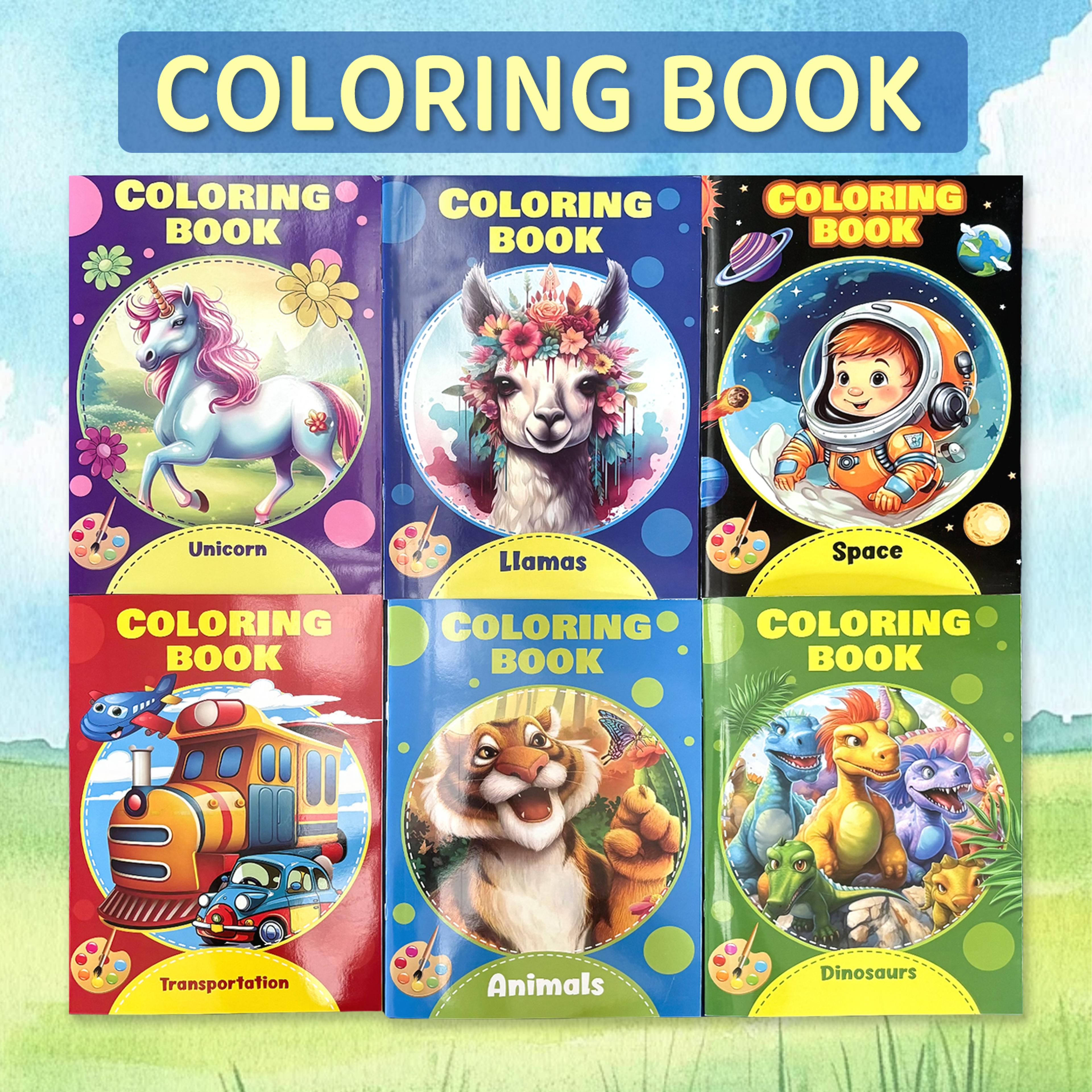 children's creative coloring book set, 6 inspiring theme books to unleash imagination