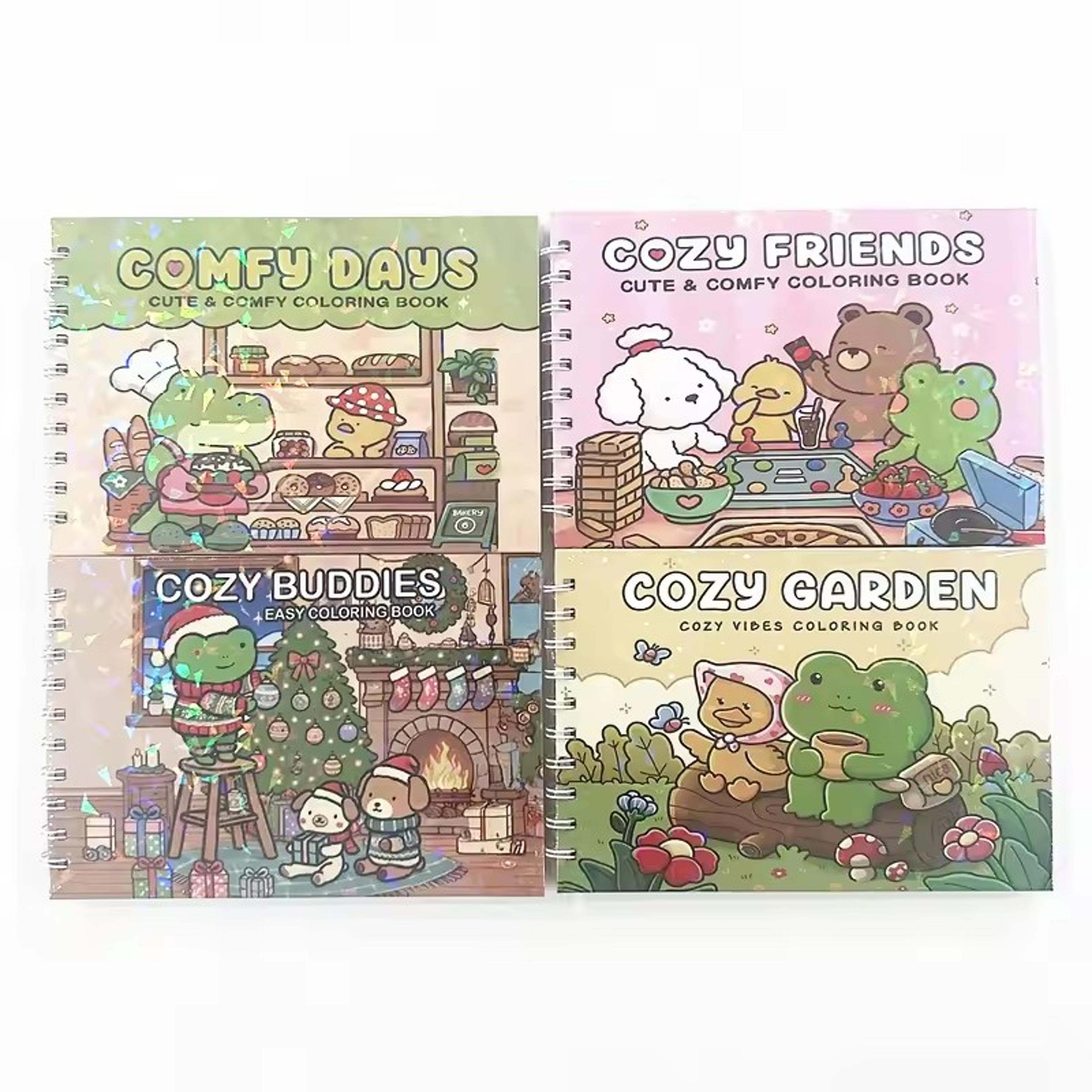 cozy friends & comfy days coloring book, creative fun and stress relief art for adults and teens, the perfect gift