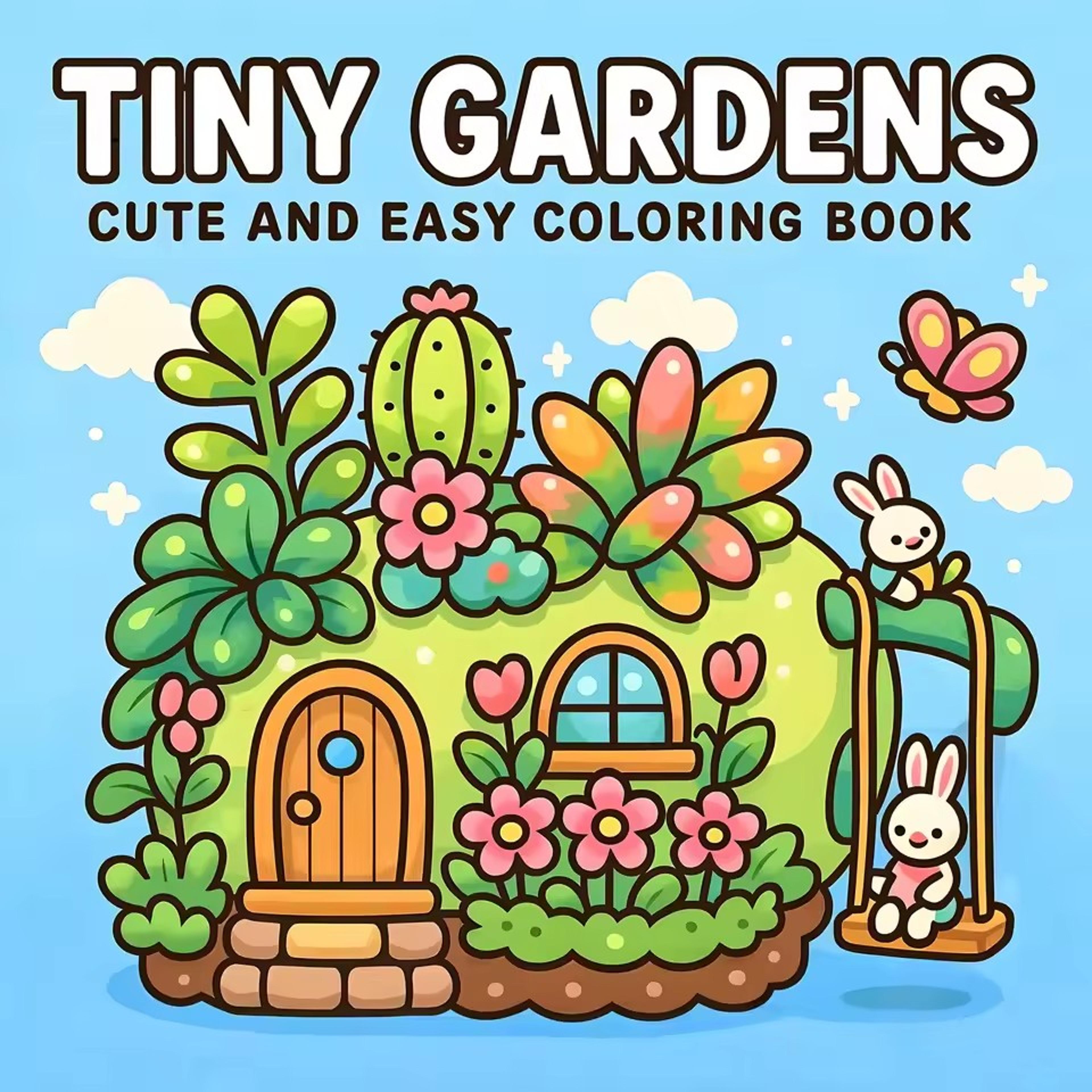 tiny gardens coloring book for adults, a perfect gift for party and birthday, features bold, easy patterns and cute draw