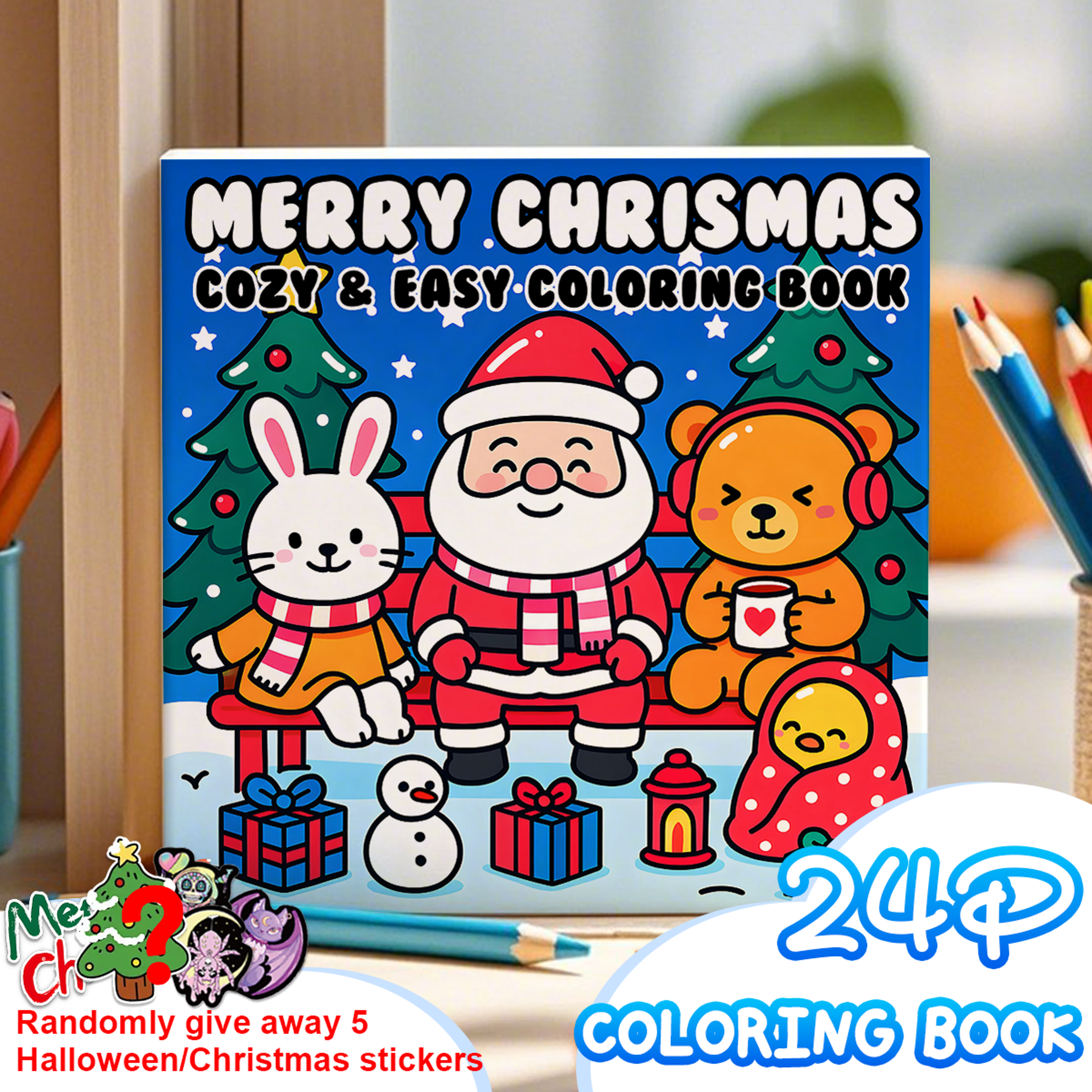 merry christmas coloring book for adults, perfect gift for party and birthday, adult drawing book