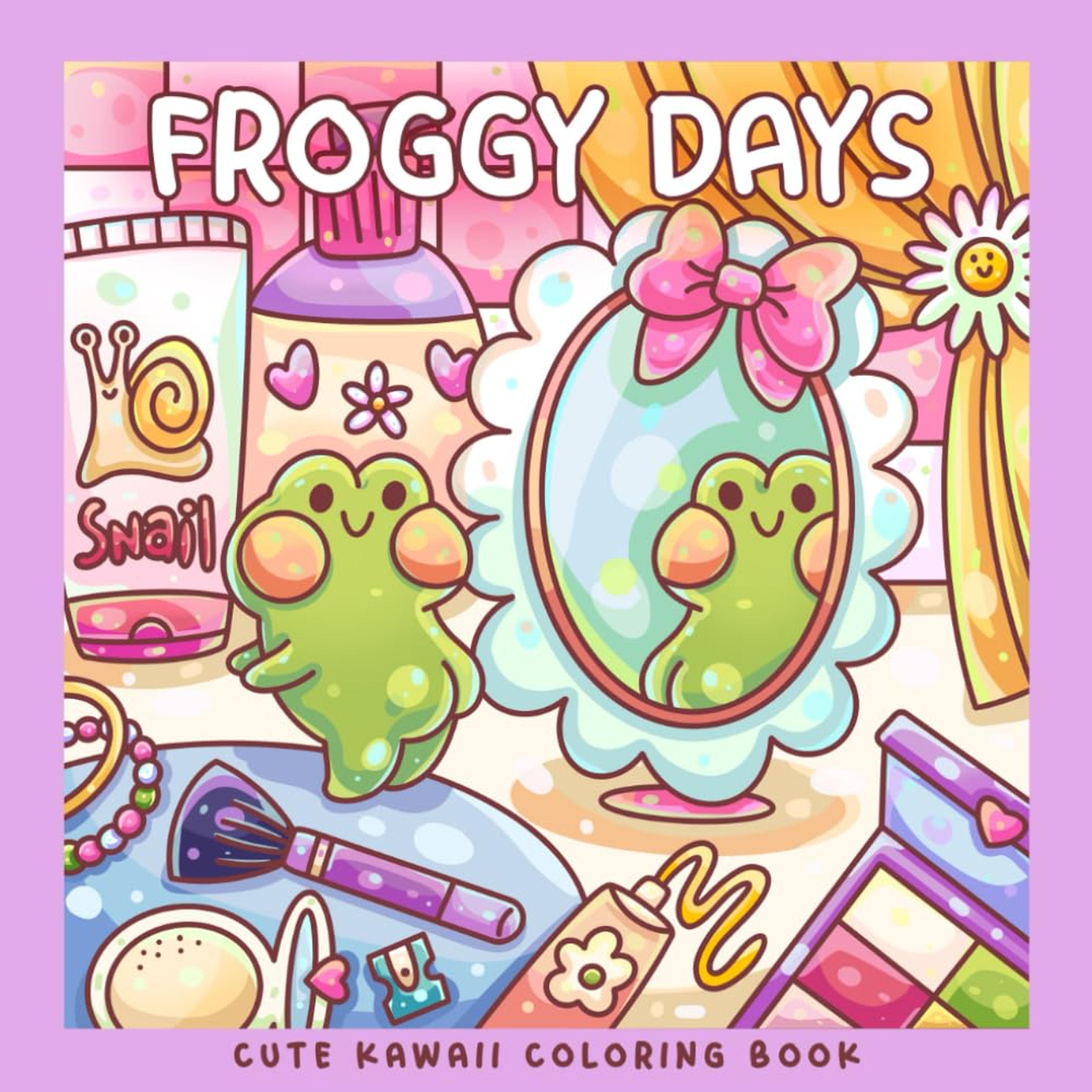 froggy days, frog coloring book, adorable frog adventures, relaxing coloring for all ages, stress relief