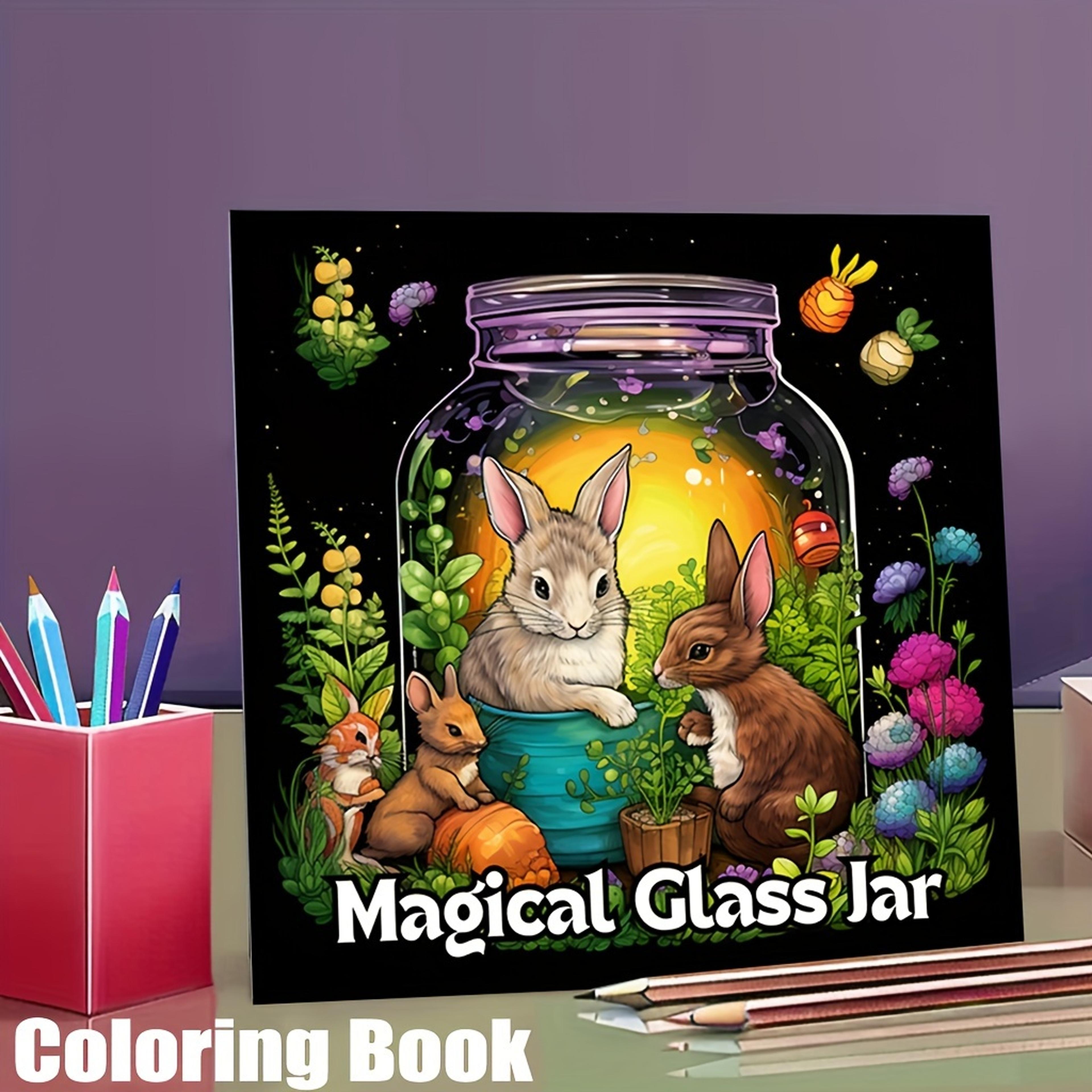 stress relief coloring book, magical glass jar designs, for soothing anxiety and mood reduction