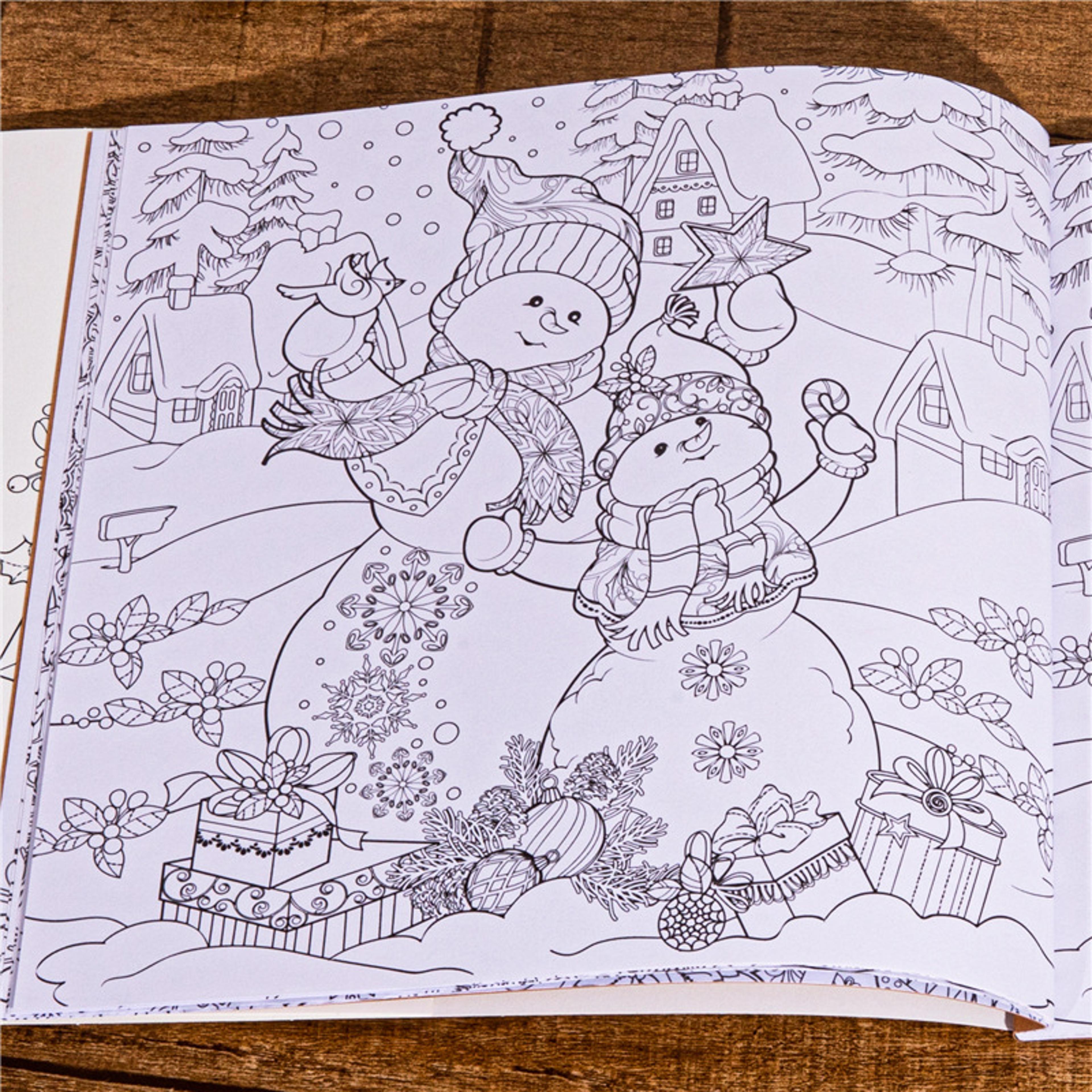 magical winter coloring book for adults, christmas theme stress relief, graffiti painting drawing book