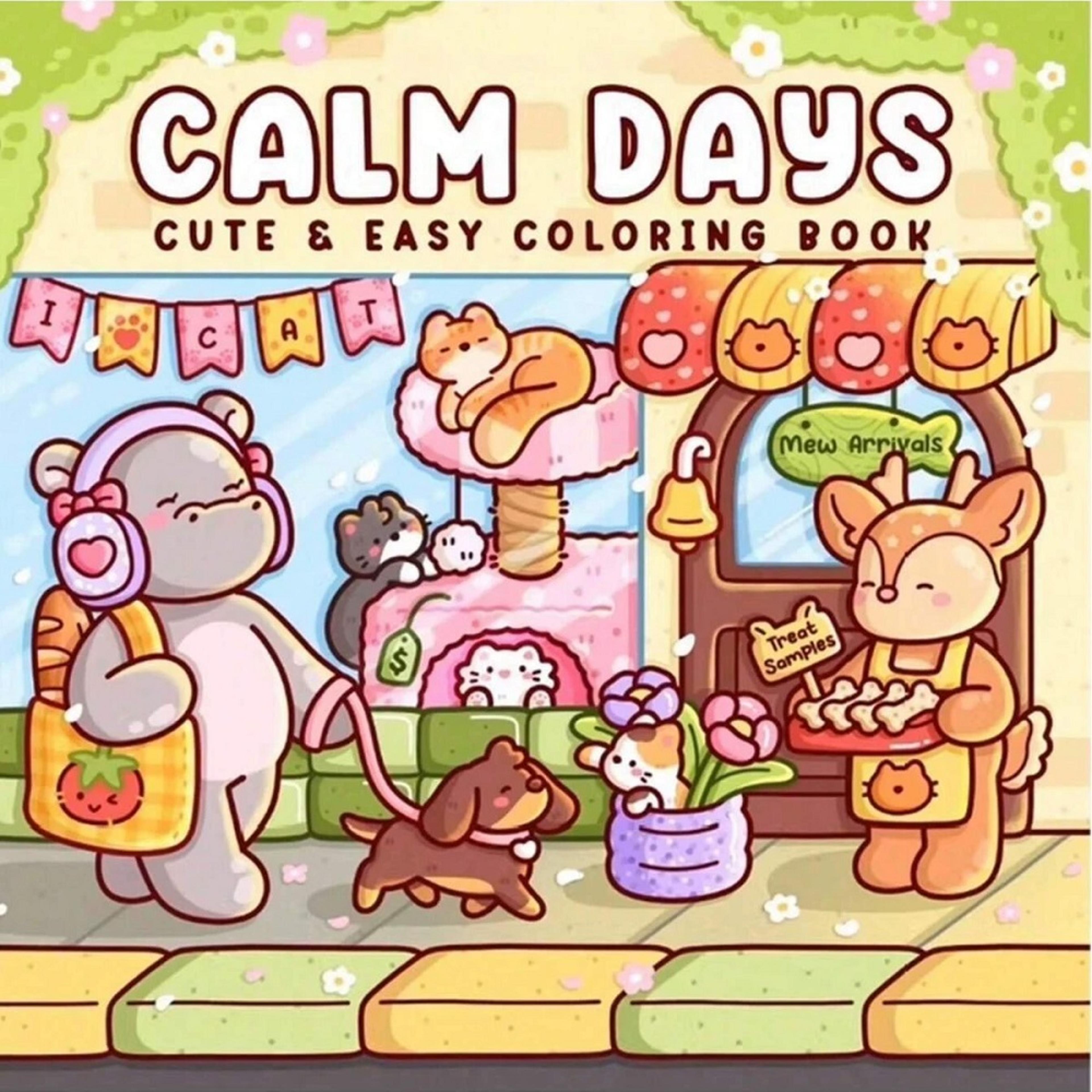 cute animal drawing book for stress relief, the perfect gift for birthdays and christmas, calm days coloring book
